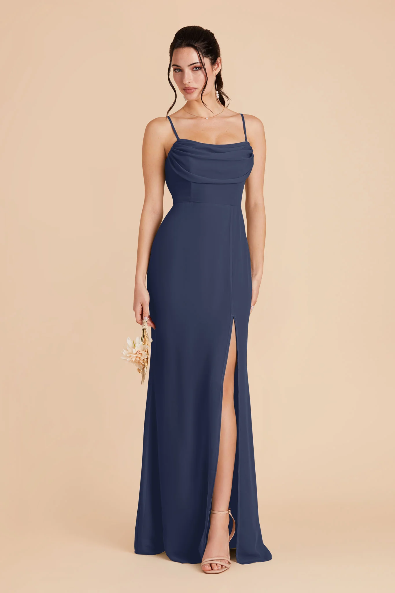 Mira Chiffon Dress - Slate Blue - Image 6