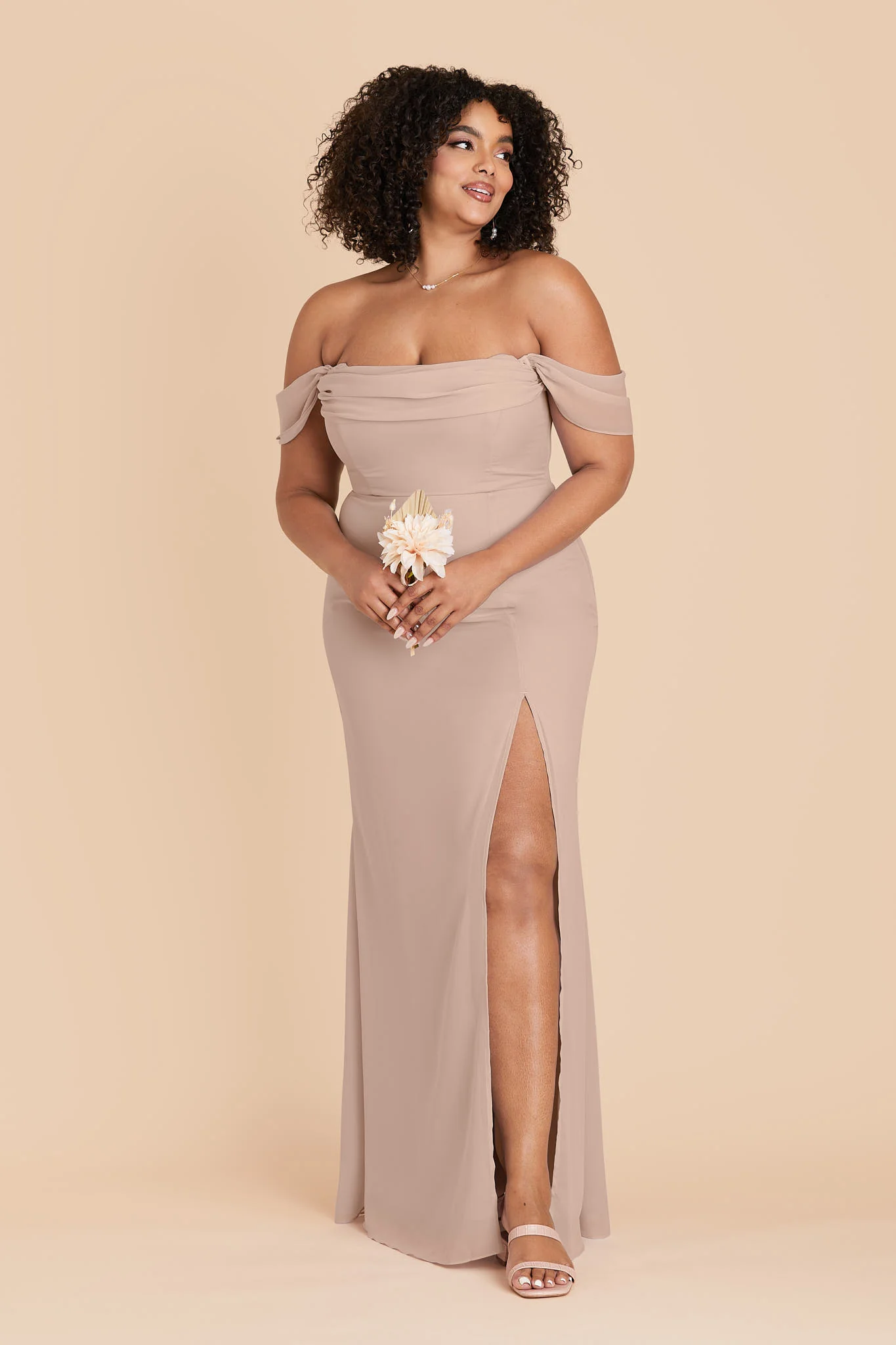 Mira Chiffon Dress - Taupe - Image 7
