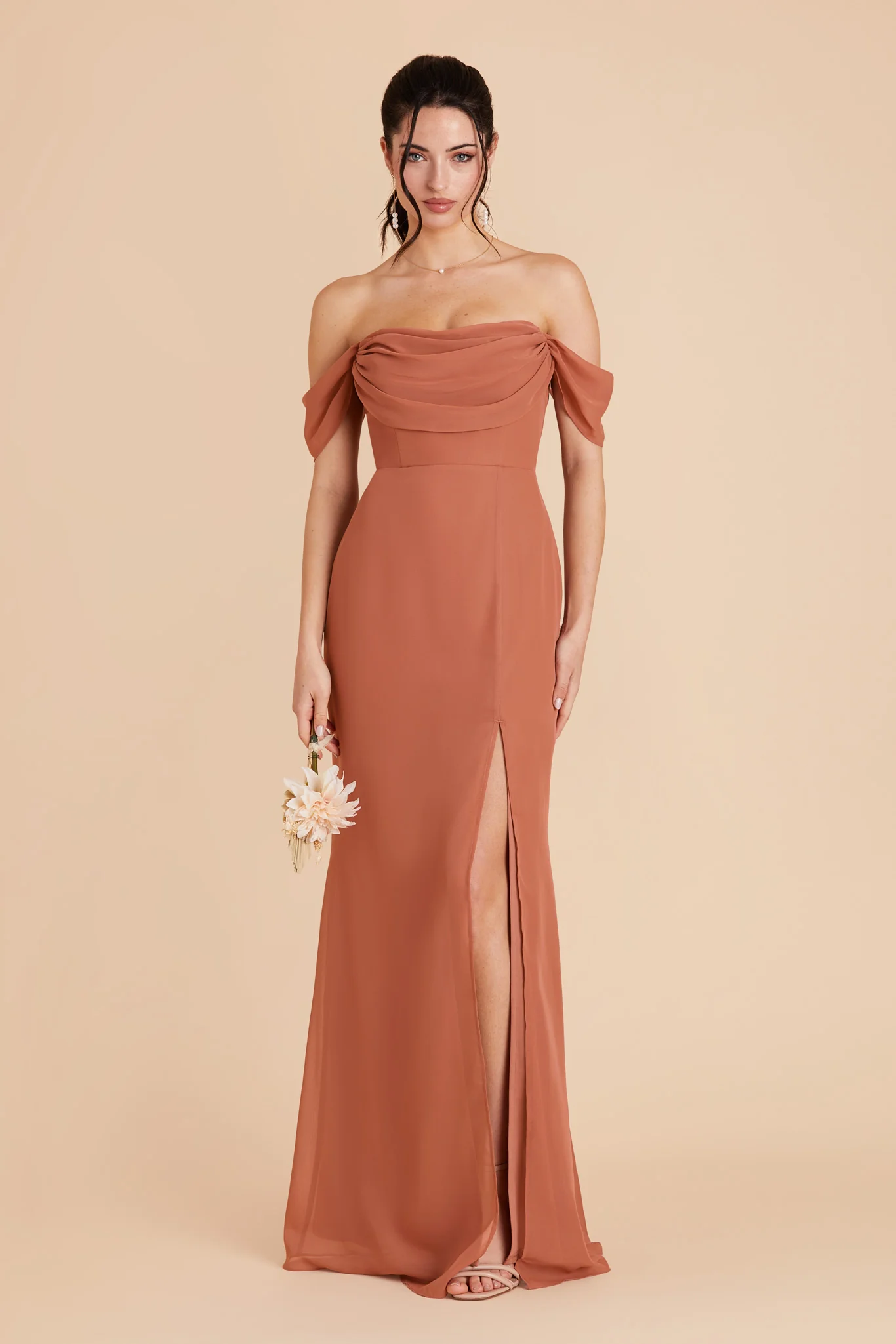 Mira Chiffon Dress - Terracotta