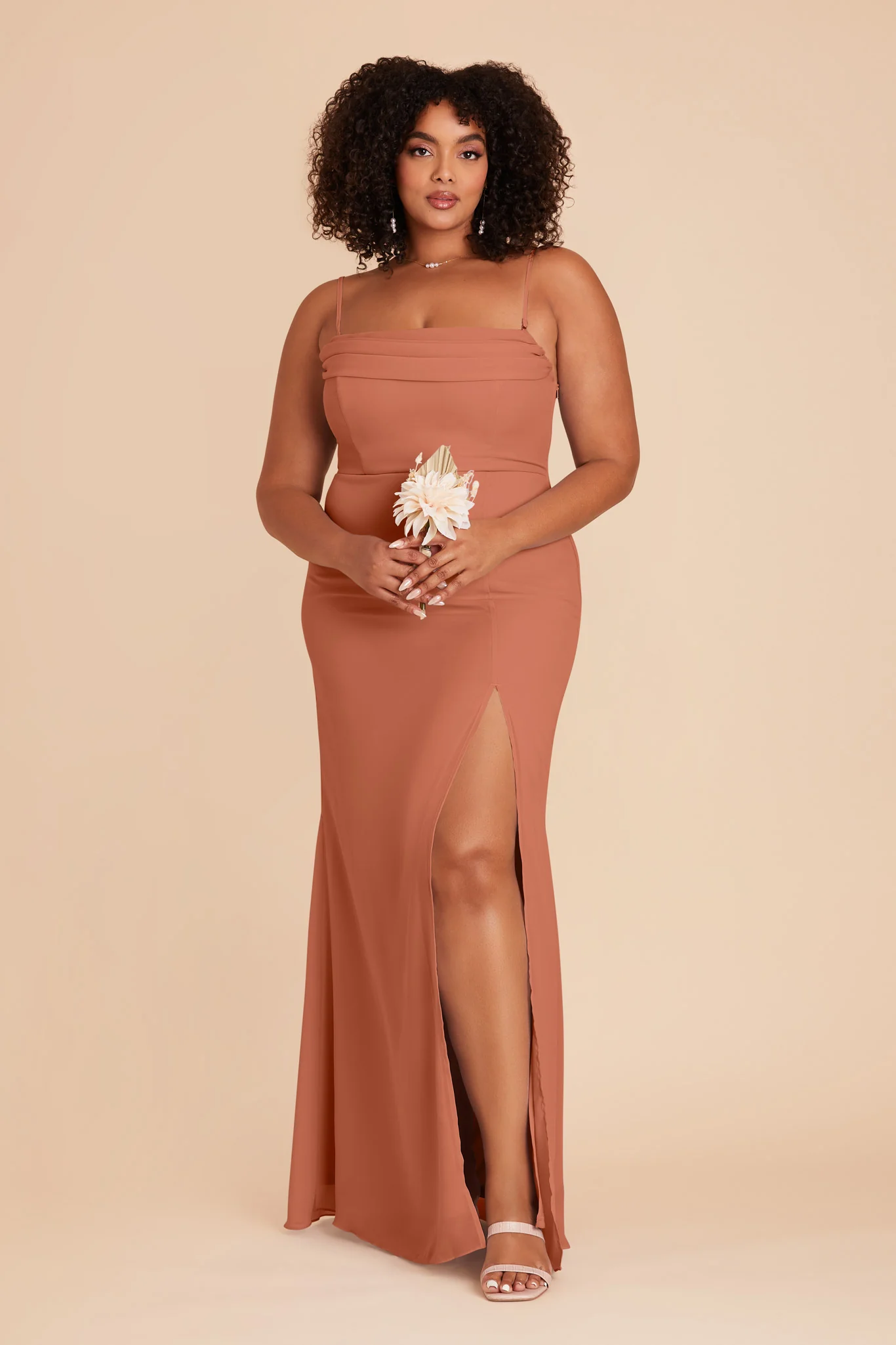 Mira Chiffon Dress - Terracotta - Image 10