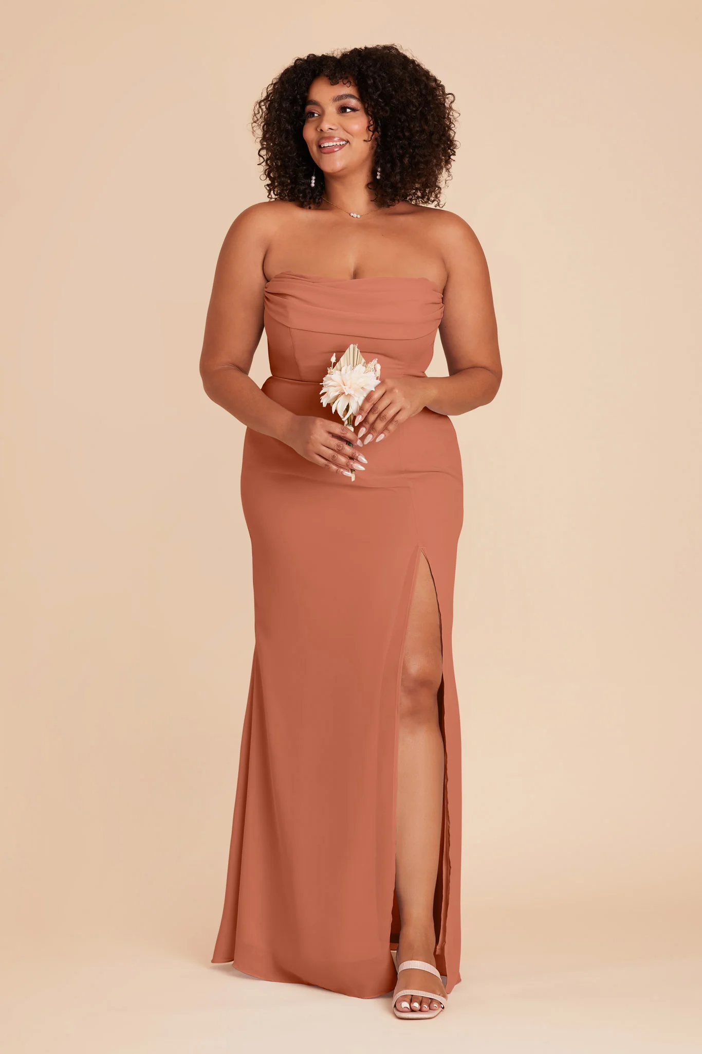 Mira Chiffon Dress - Terracotta - Image 11