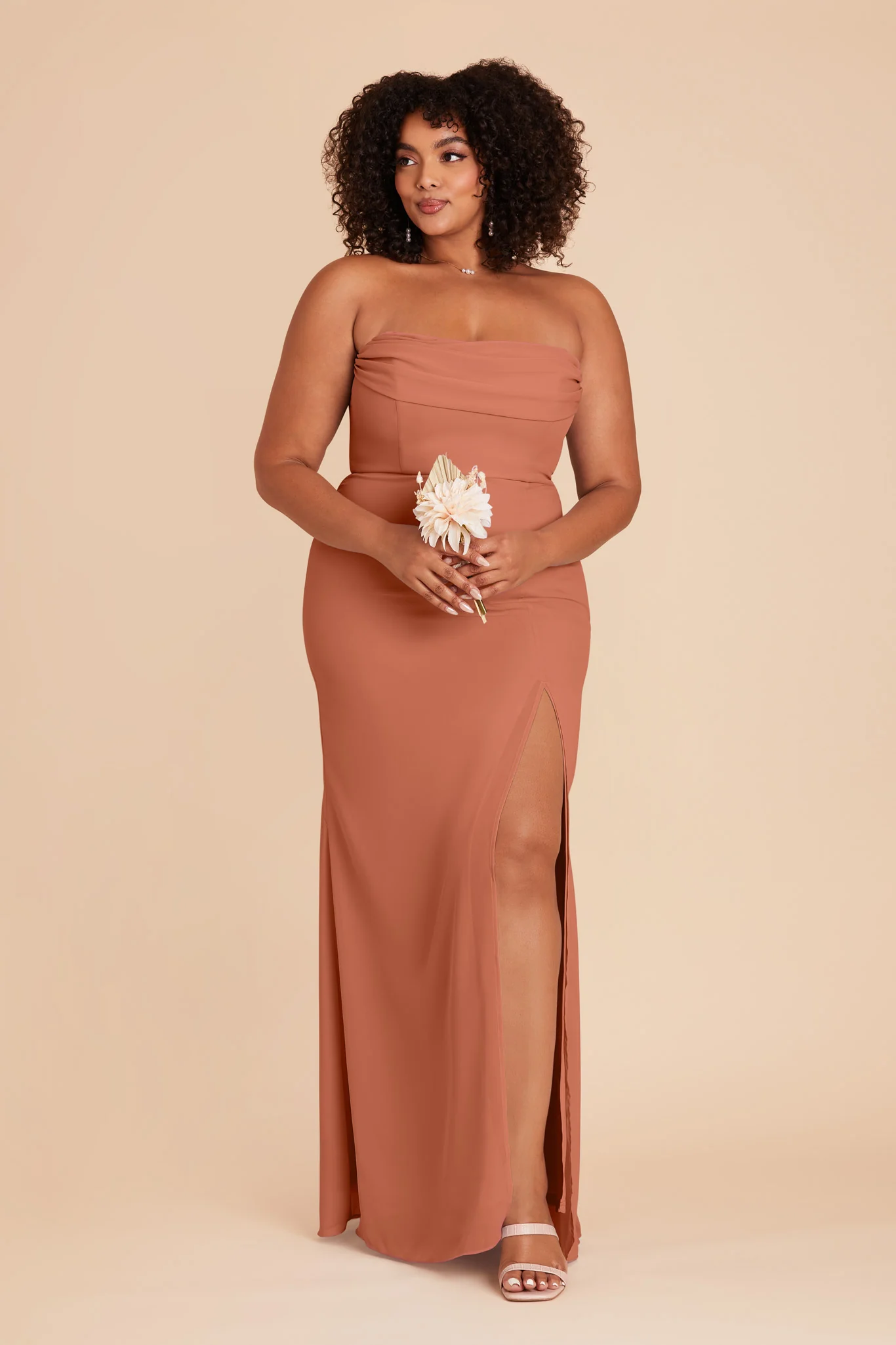 Mira Chiffon Dress - Terracotta - Image 2