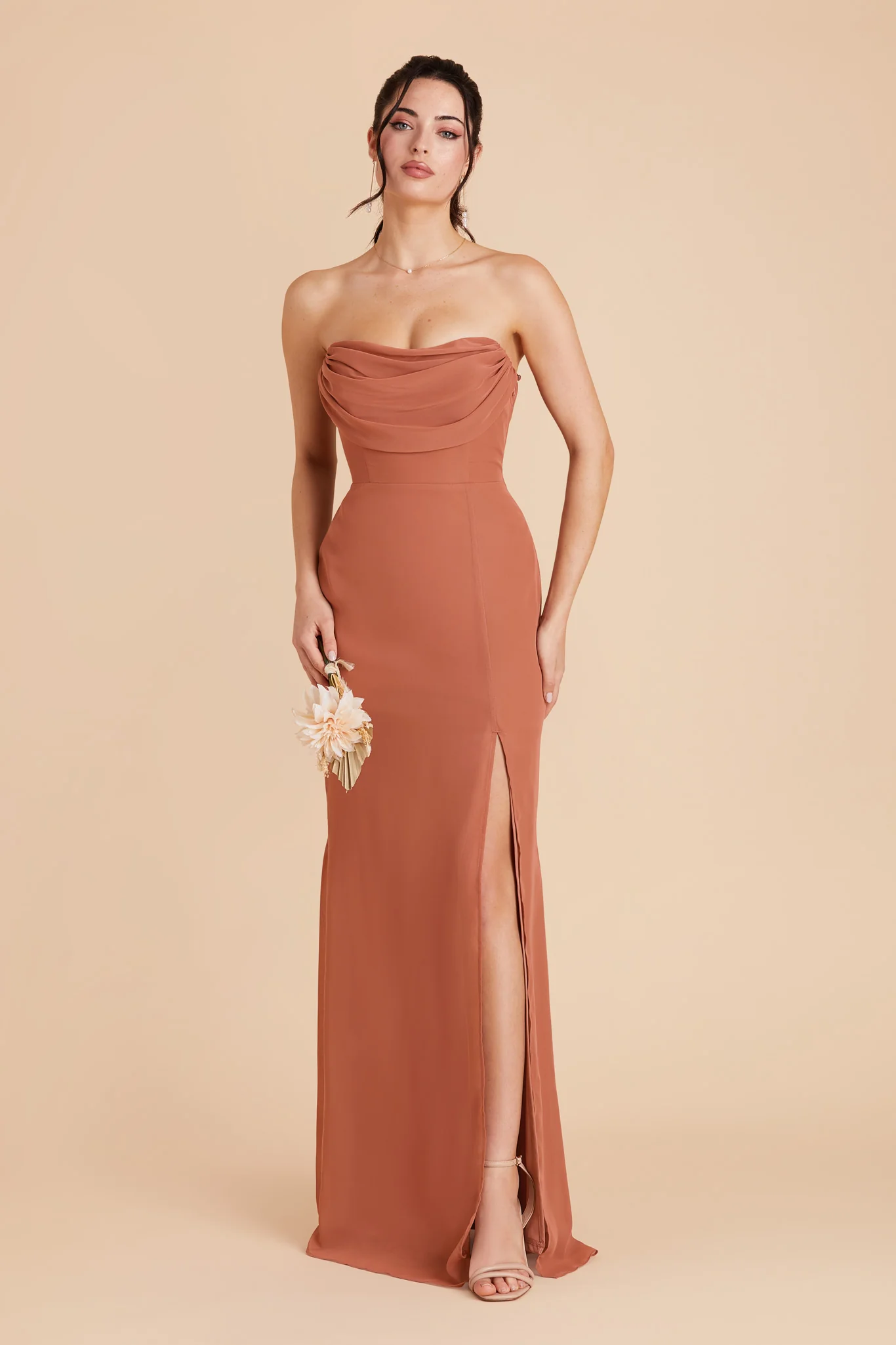 Mira Chiffon Dress - Terracotta - Image 6