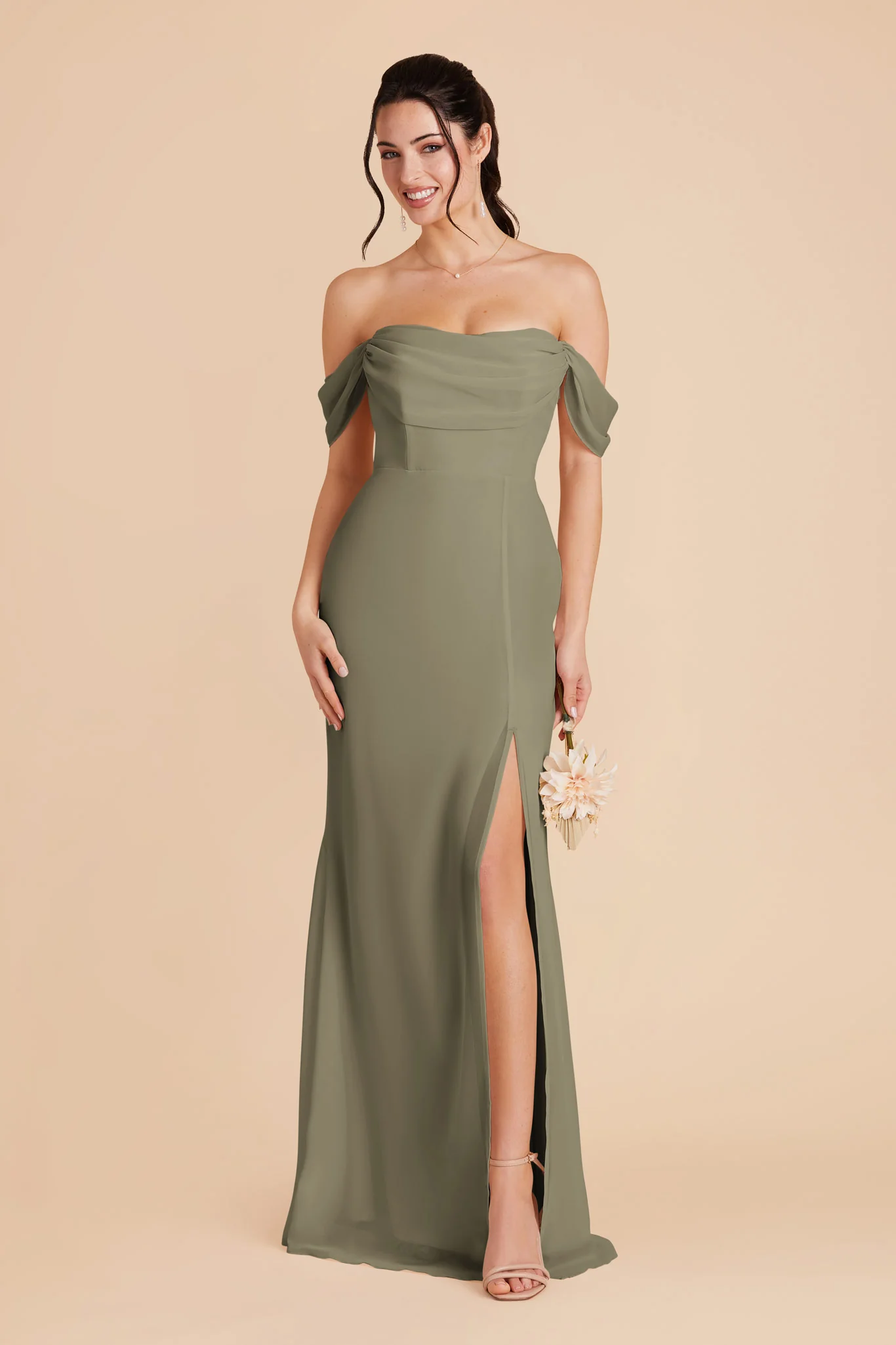 Mira Chiffon Dress - Thyme - Image 5
