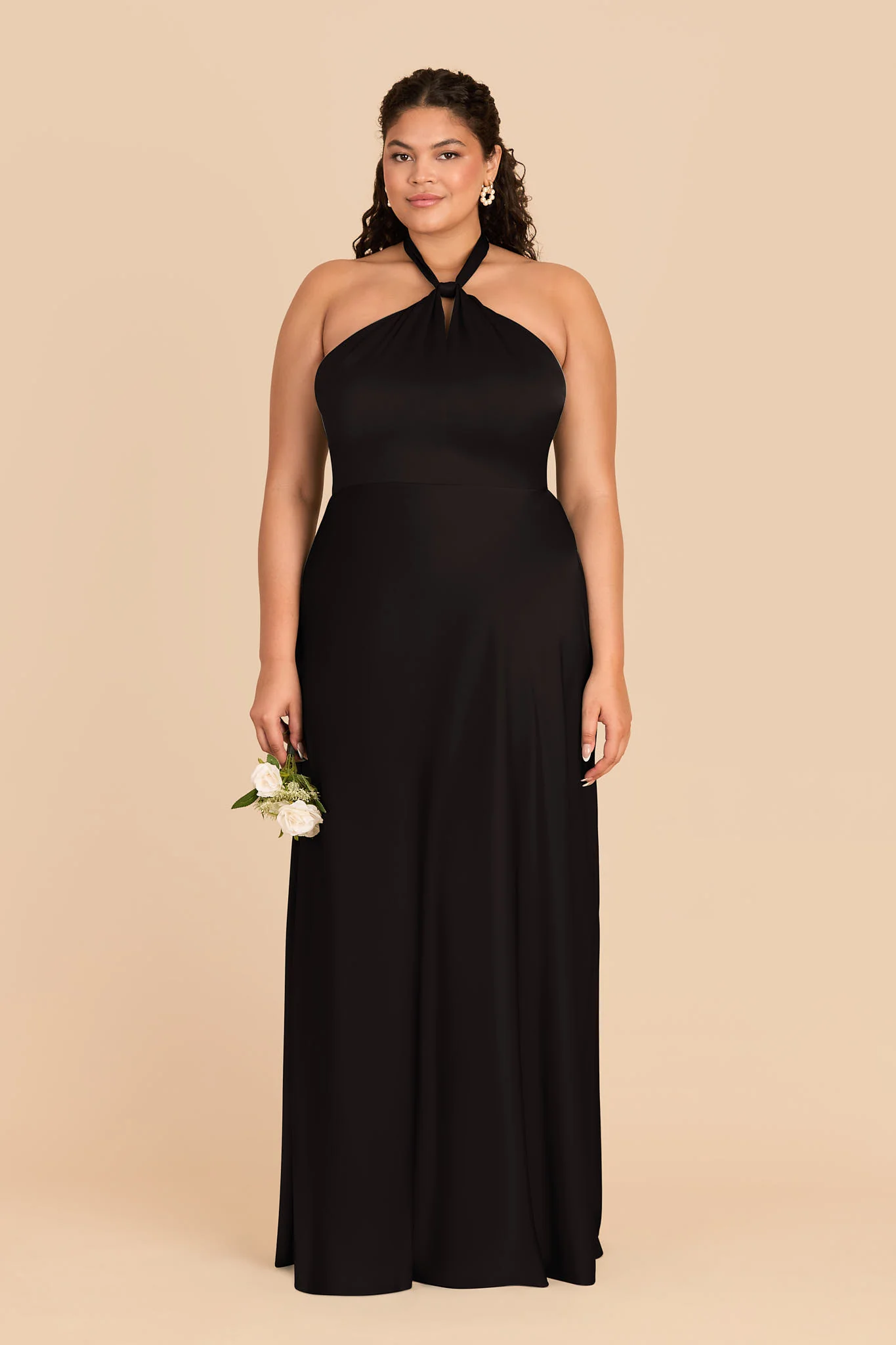 Monica Matte Satin Dress - Black - Image 2