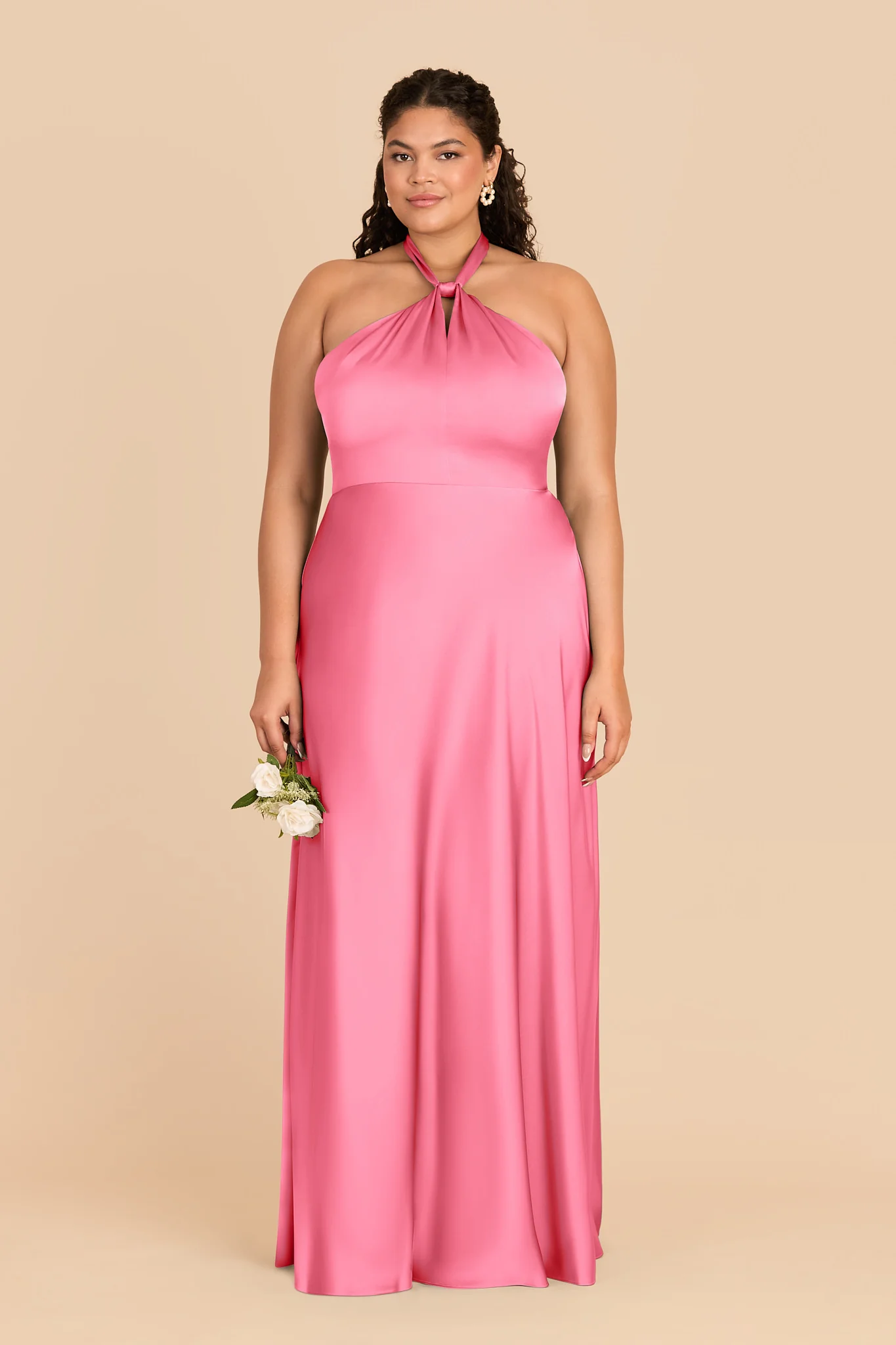 Monica Matte Satin Dress - Bon Bon Pink - Image 2