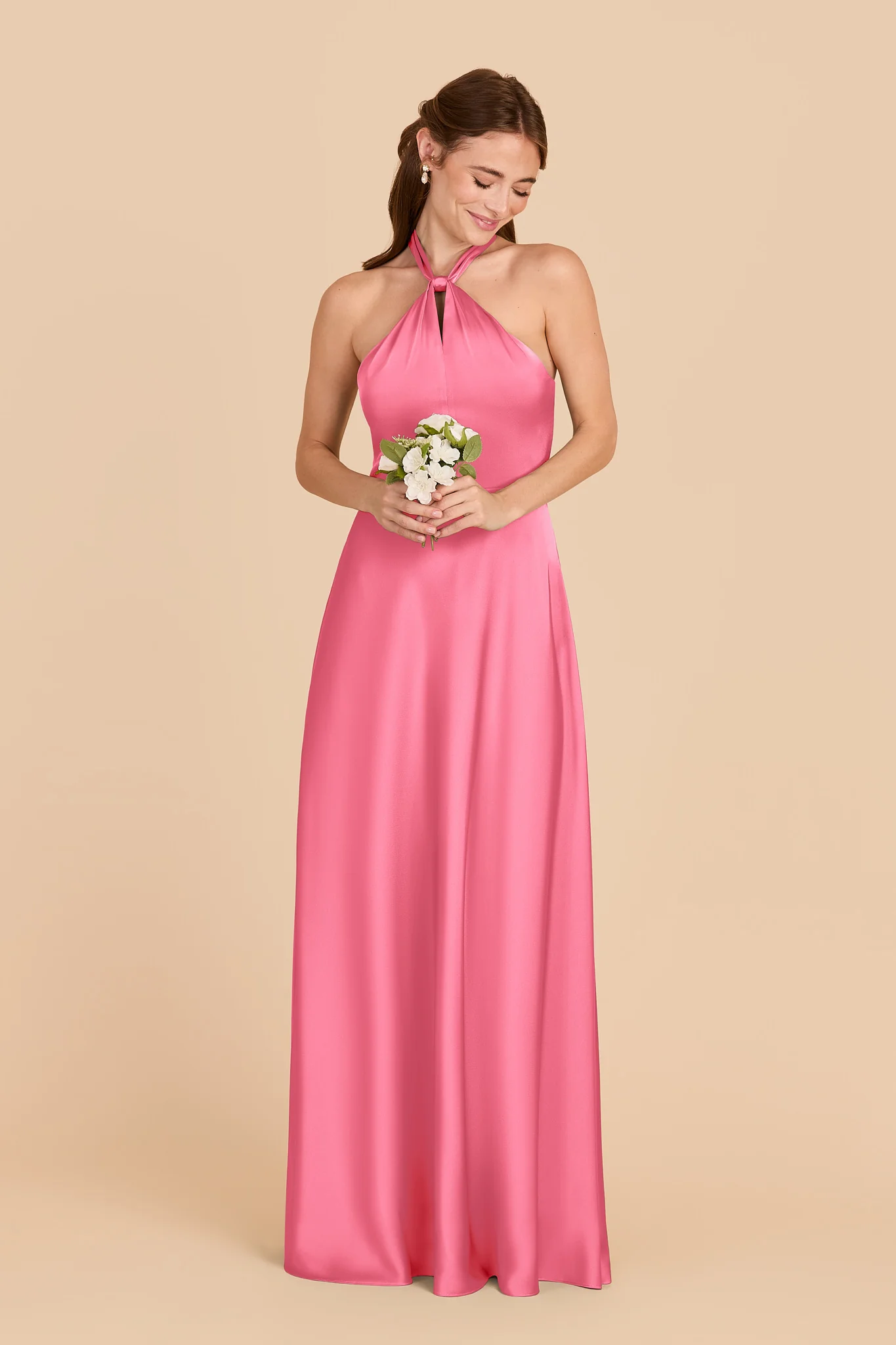 Monica Matte Satin Dress - Bon Bon Pink - Image 3