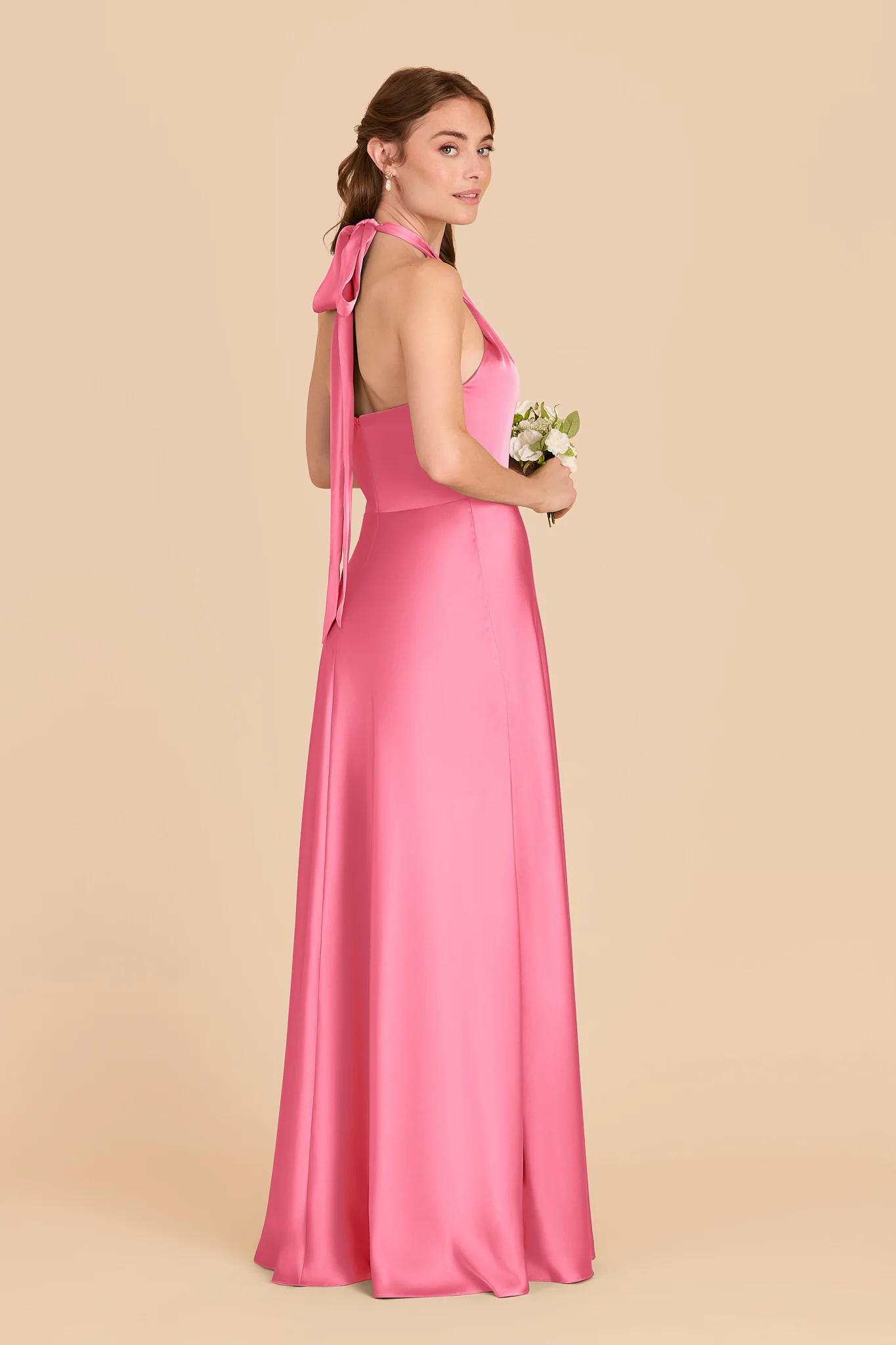 Monica Matte Satin Dress - Bon Bon Pink - Image 4