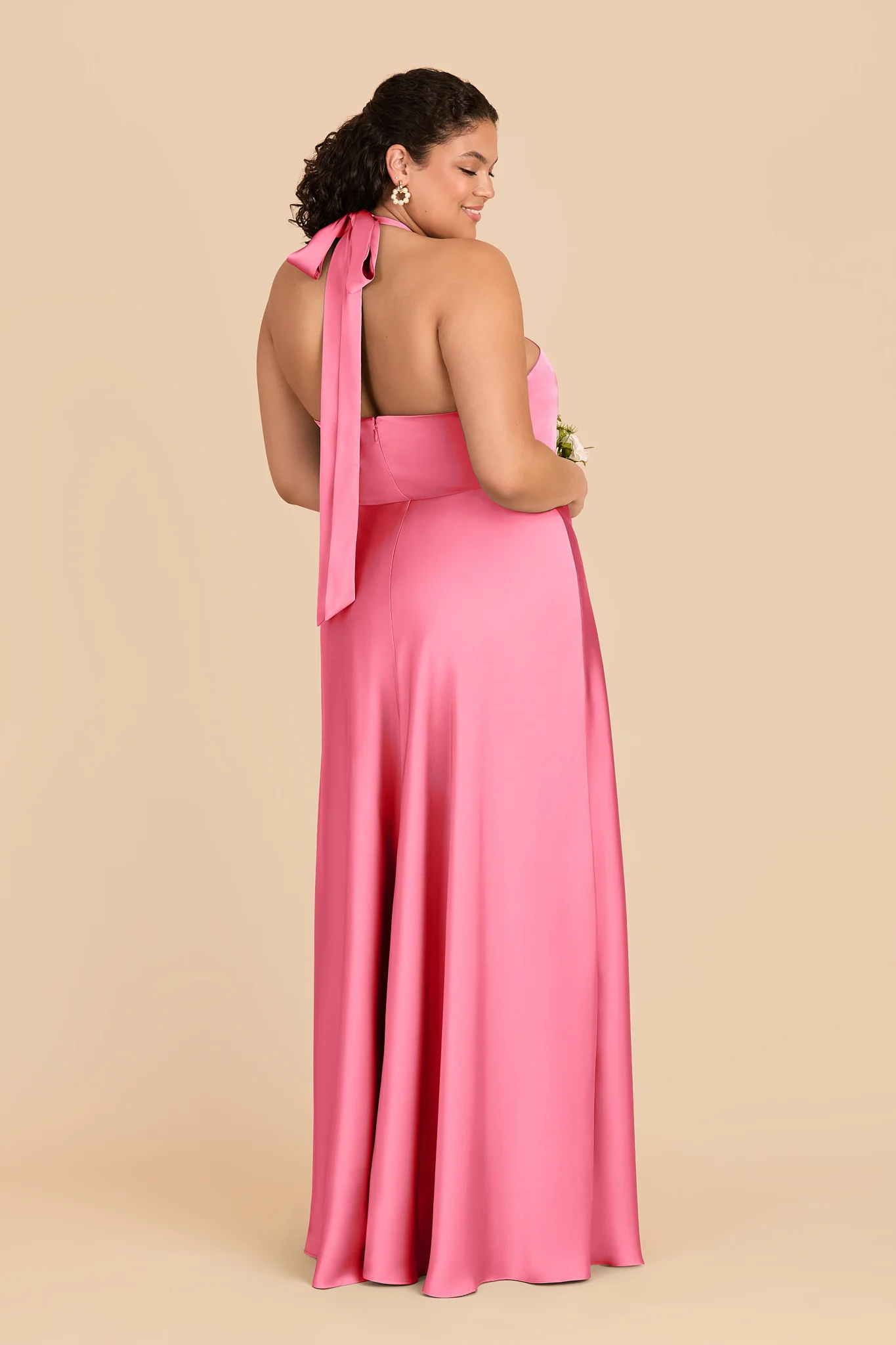 Monica Matte Satin Dress - Bon Bon Pink - Image 7