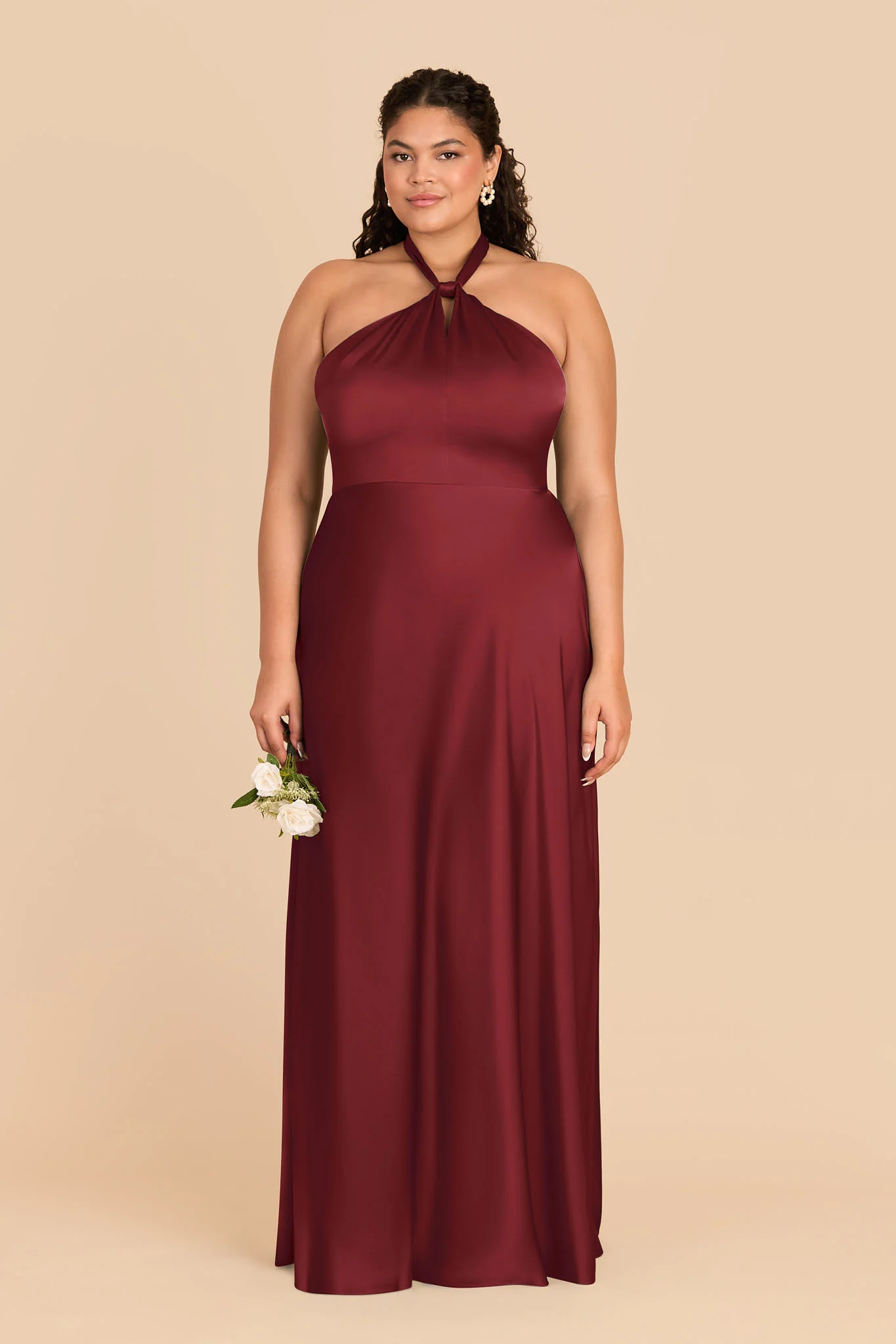 Monica Matte Satin Dress - Burgundy - Image 6