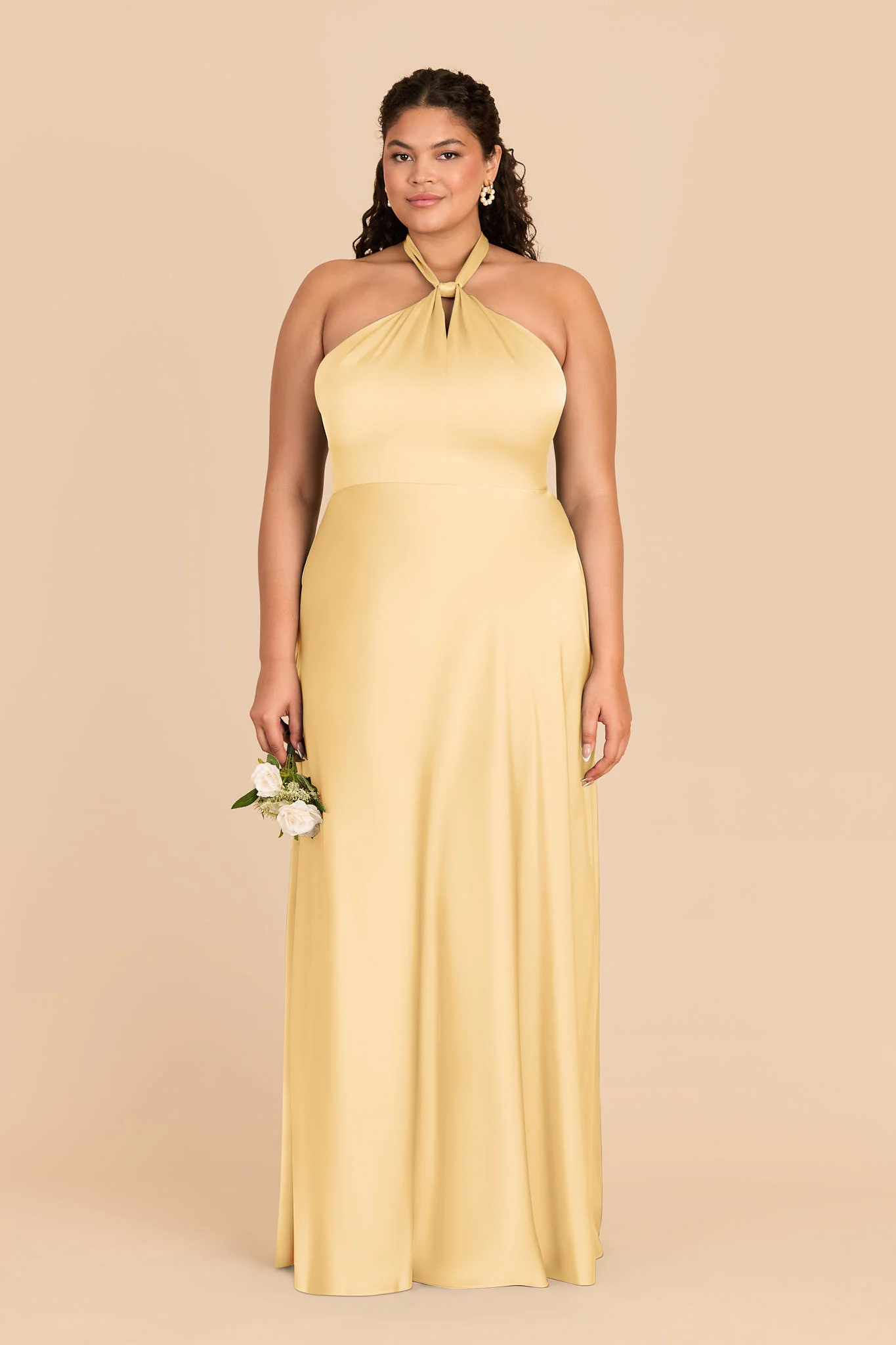 Monica Matte Satin Dress - Butter - Image 2