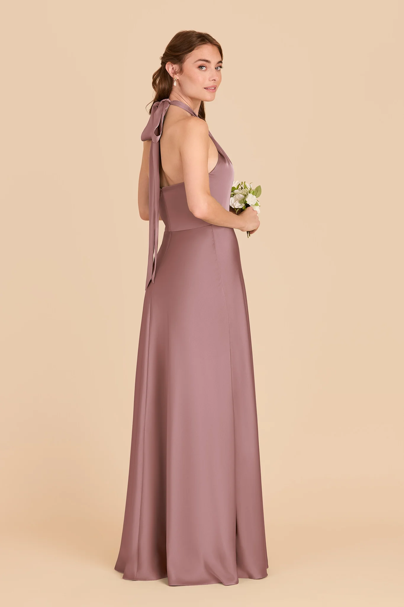 Monica Matte Satin Dress - Dark Mauve - Image 4