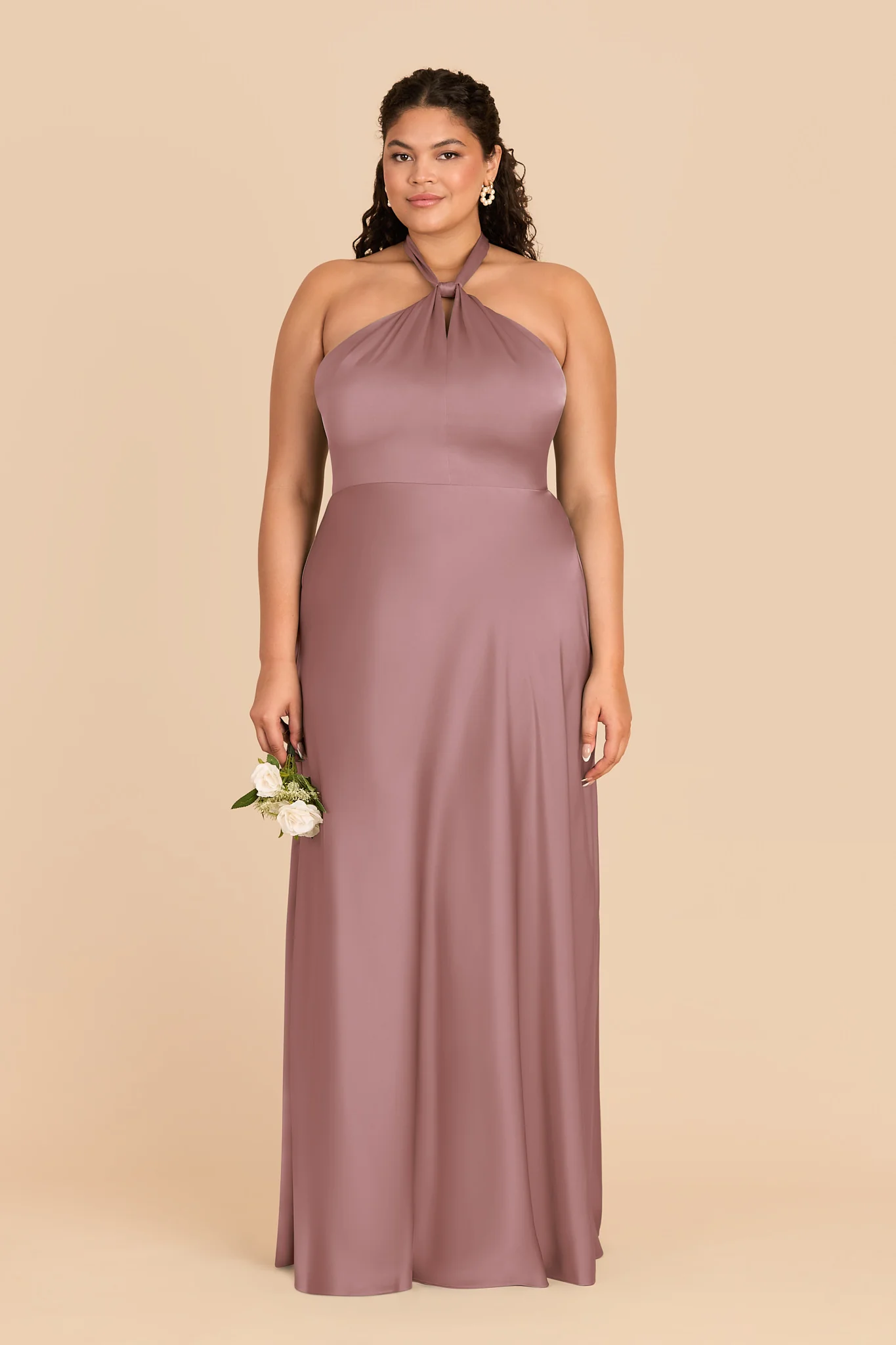 Monica Matte Satin Dress - Dark Mauve - Image 6