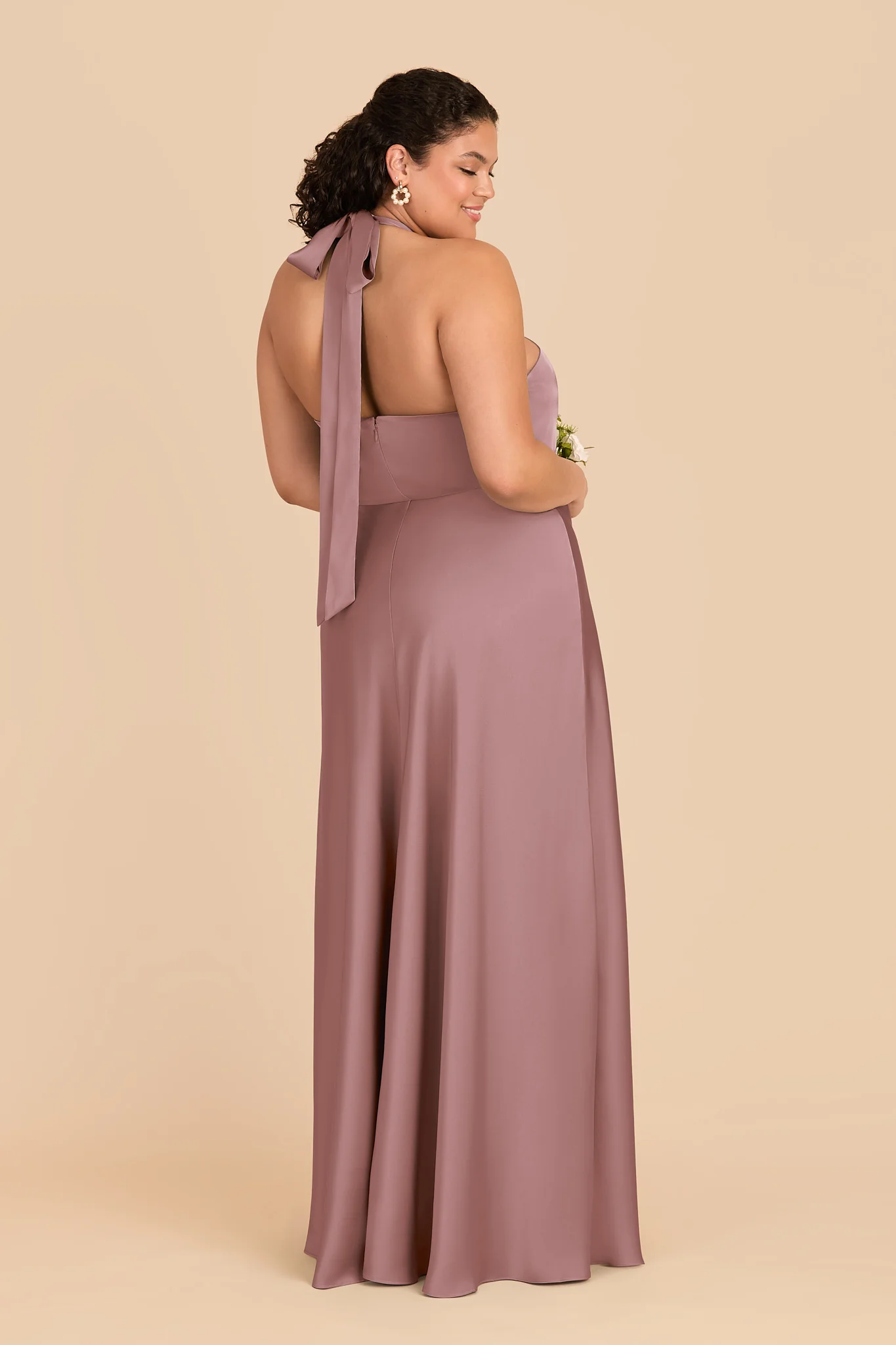 Monica Matte Satin Dress - Dark Mauve - Image 7