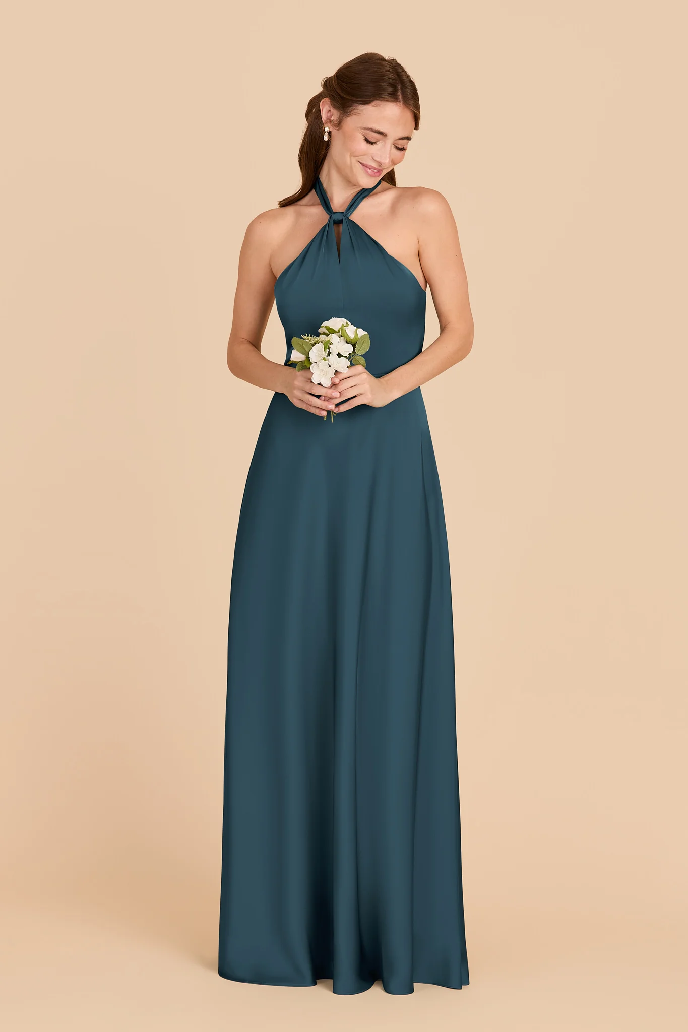 Monica Matte Satin Dress - Dark Teal - Image 3