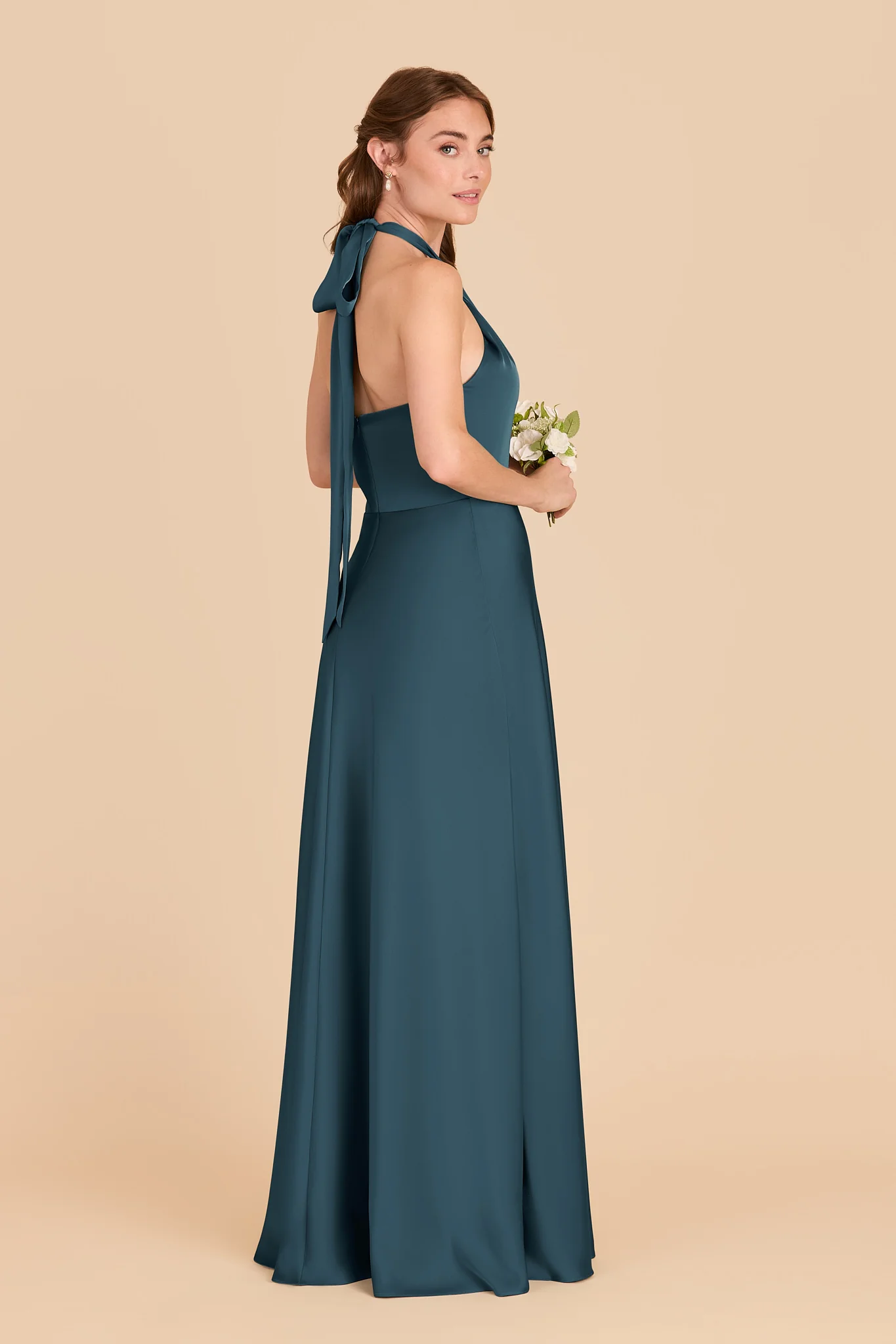 Monica Matte Satin Dress - Dark Teal - Image 4