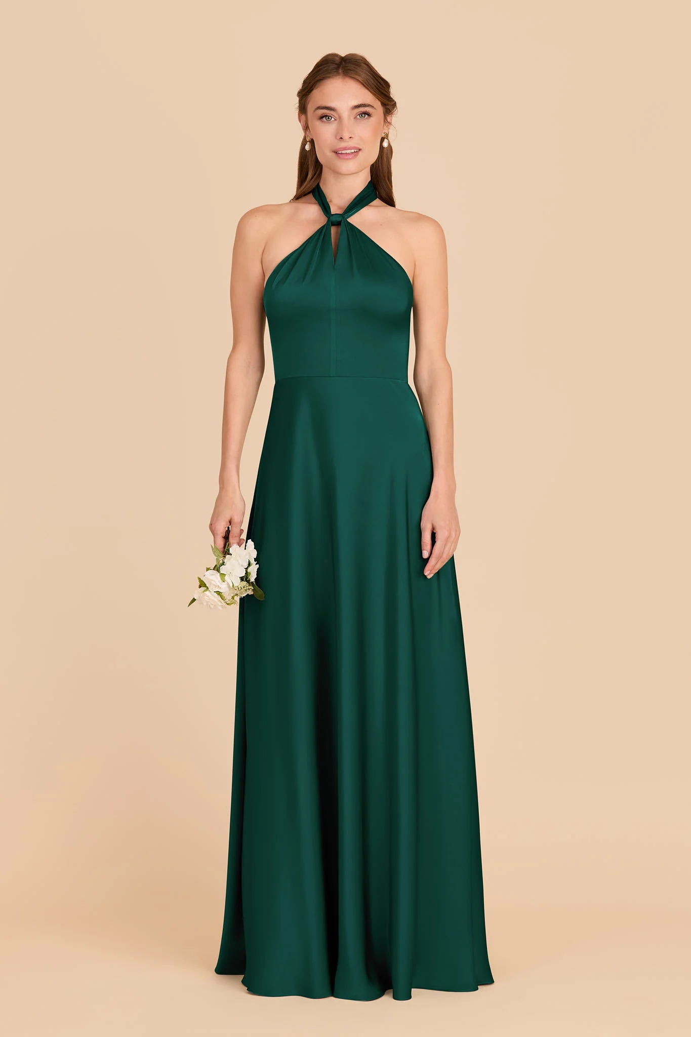 Monica Matte Satin Dress - Emerald