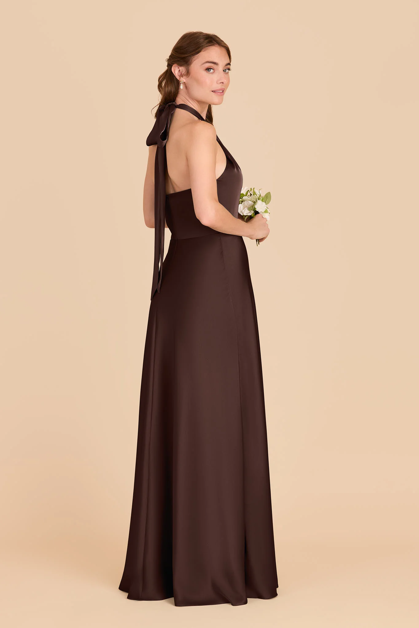 Monica Matte Satin Dress - Espresso - Image 4