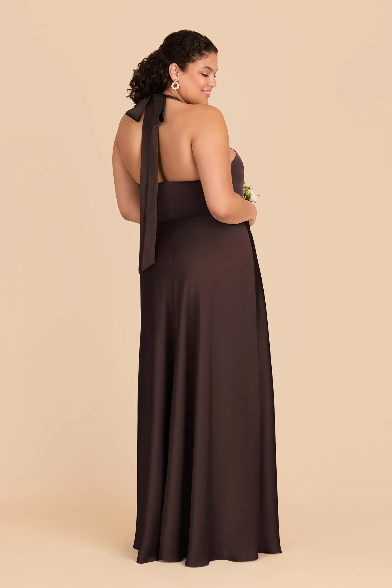 Monica Matte Satin Dress - Espresso - Image 7