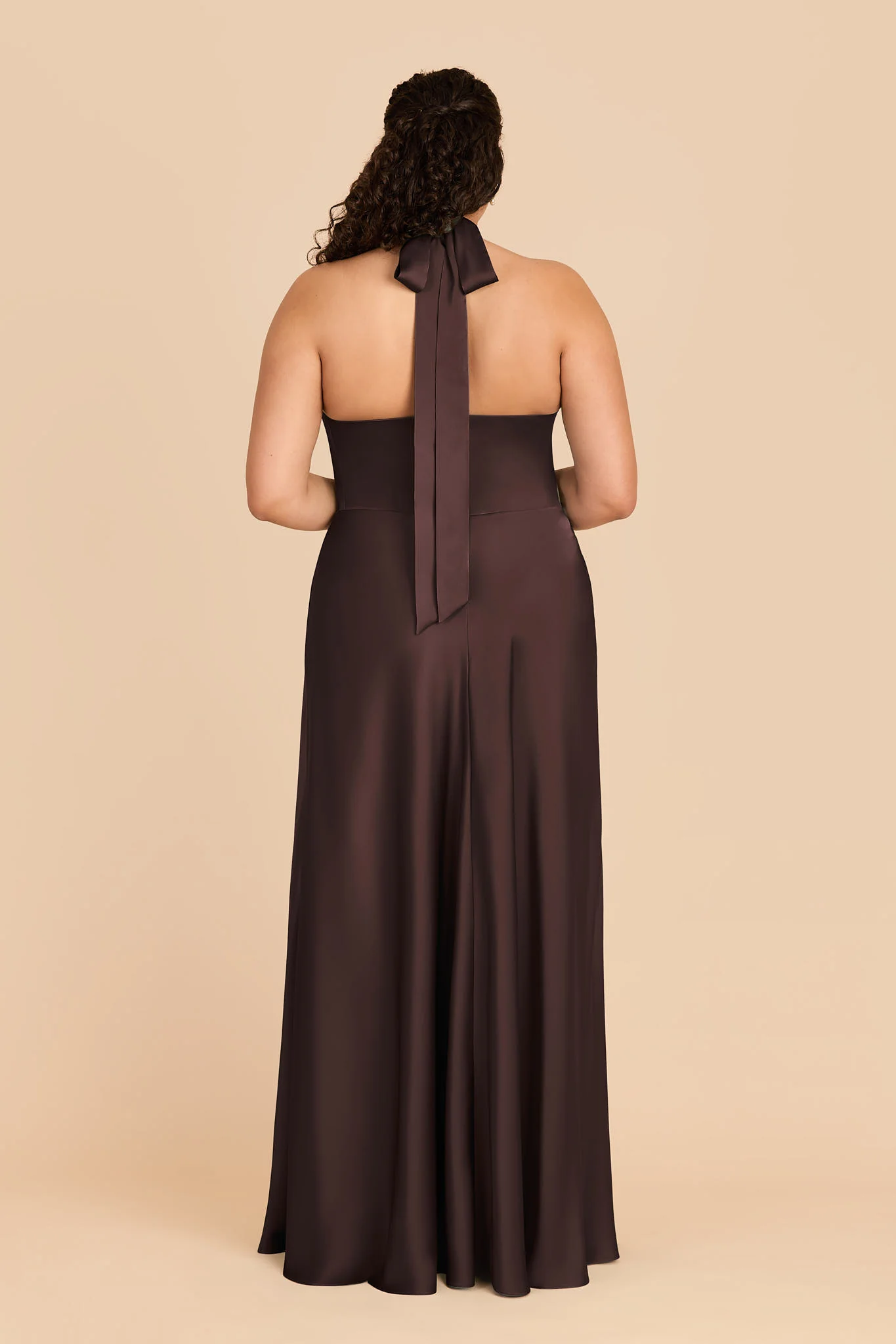 Monica Matte Satin Dress - Espresso - Image 8