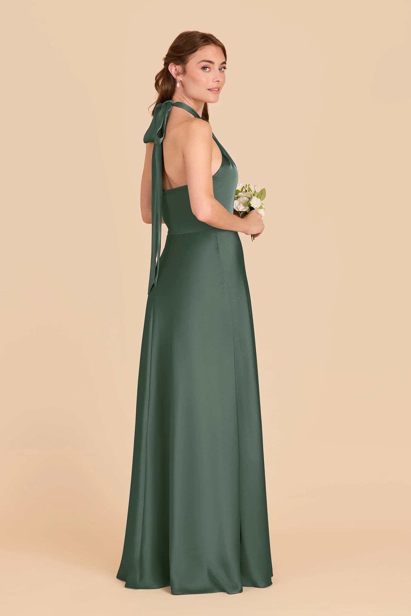 Monica Matte Satin Dress - Eucalyptus - Image 4