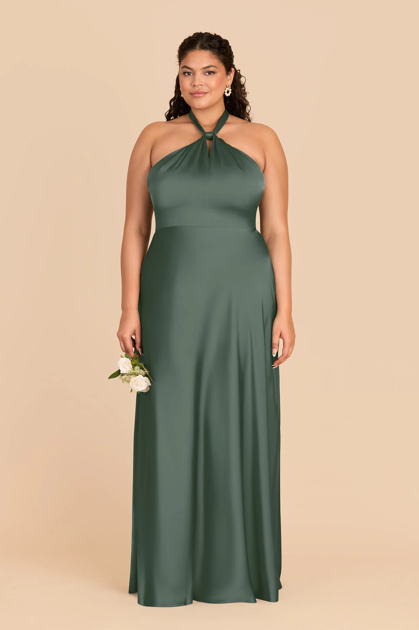 Monica Matte Satin Dress - Eucalyptus - Image 6