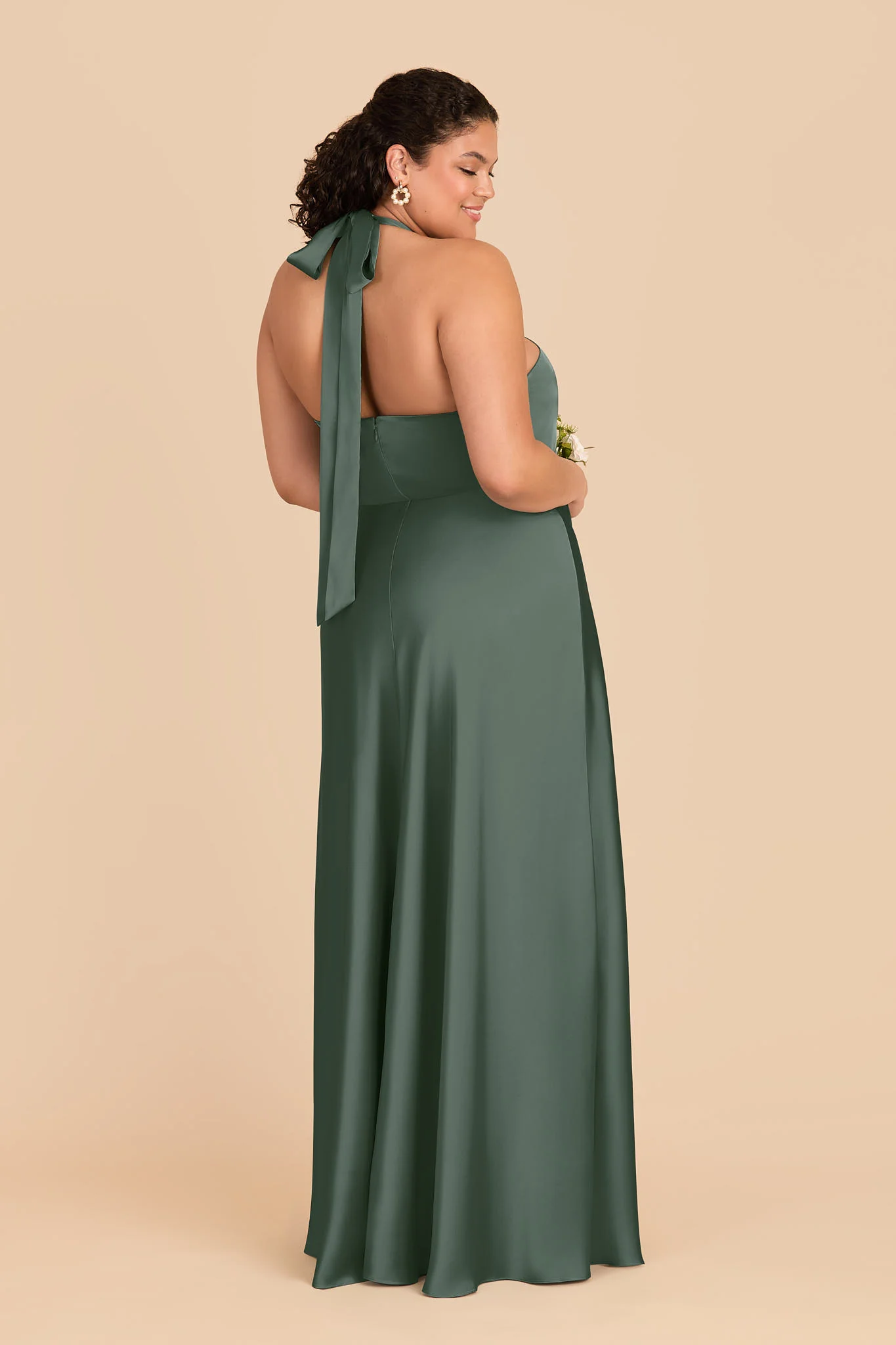Monica Matte Satin Dress - Eucalyptus - Image 7