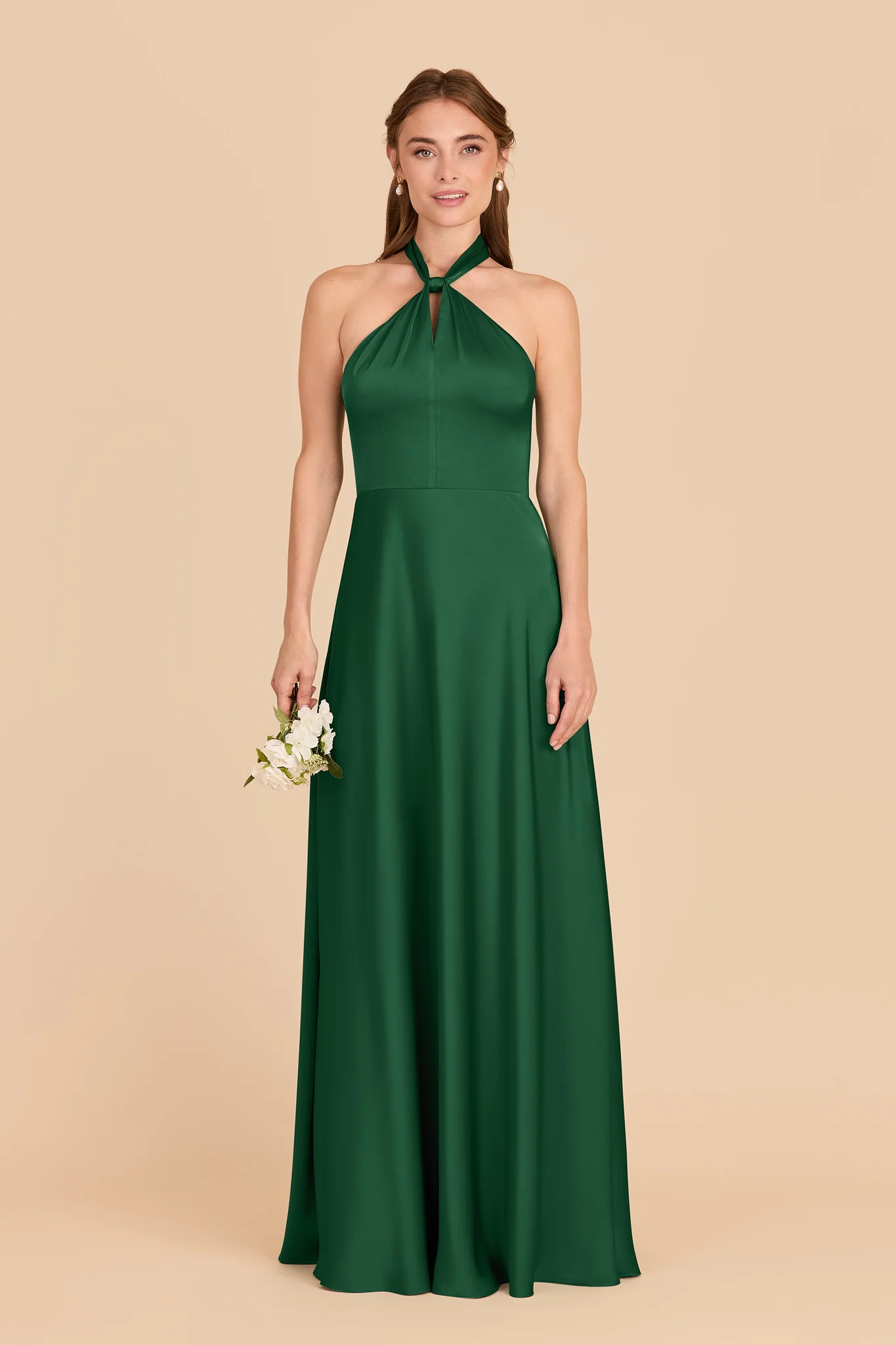 Monica Matte Satin Dress - Forest Green