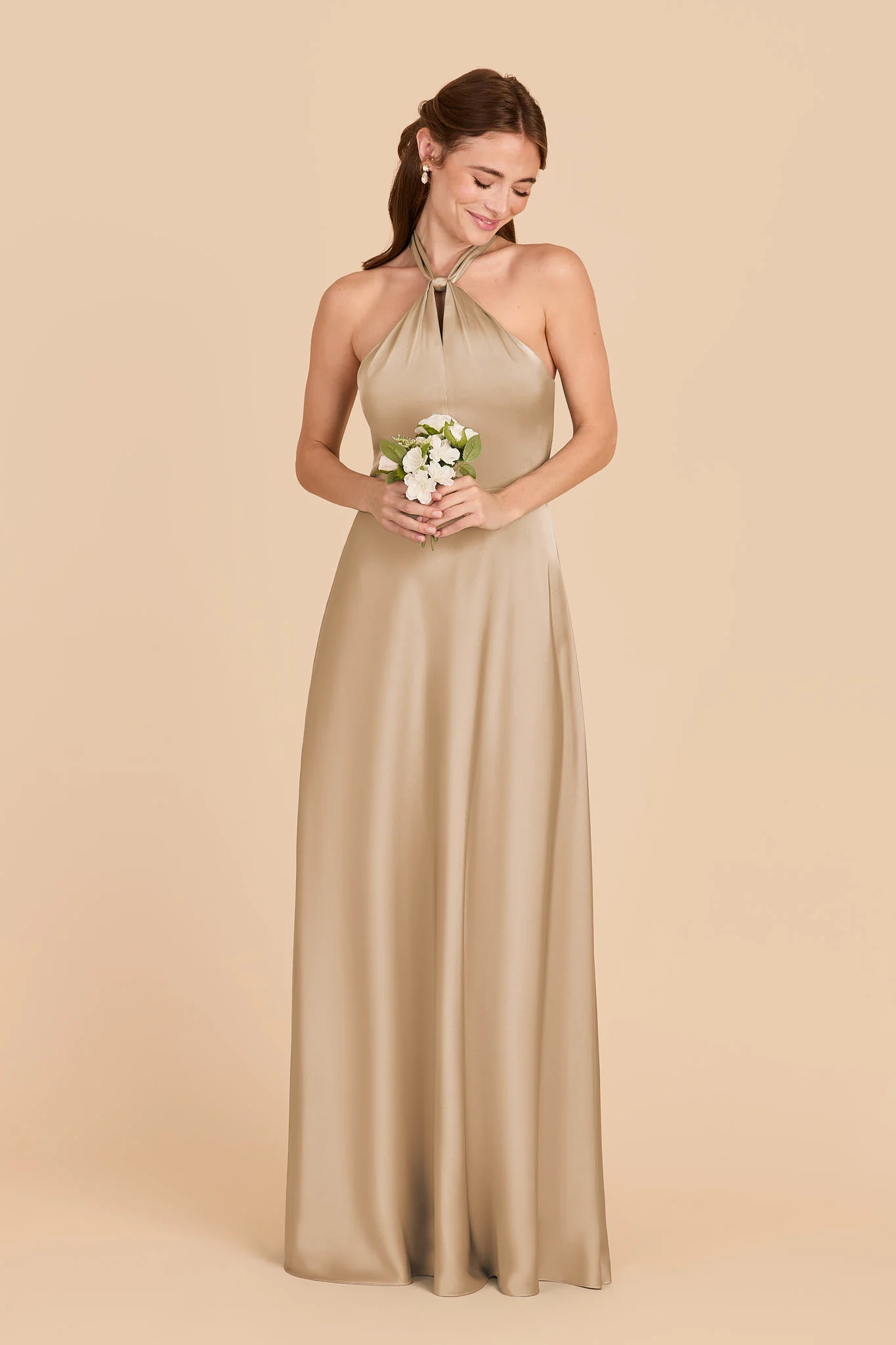 Monica Matte Satin Dress - Gold - Image 3