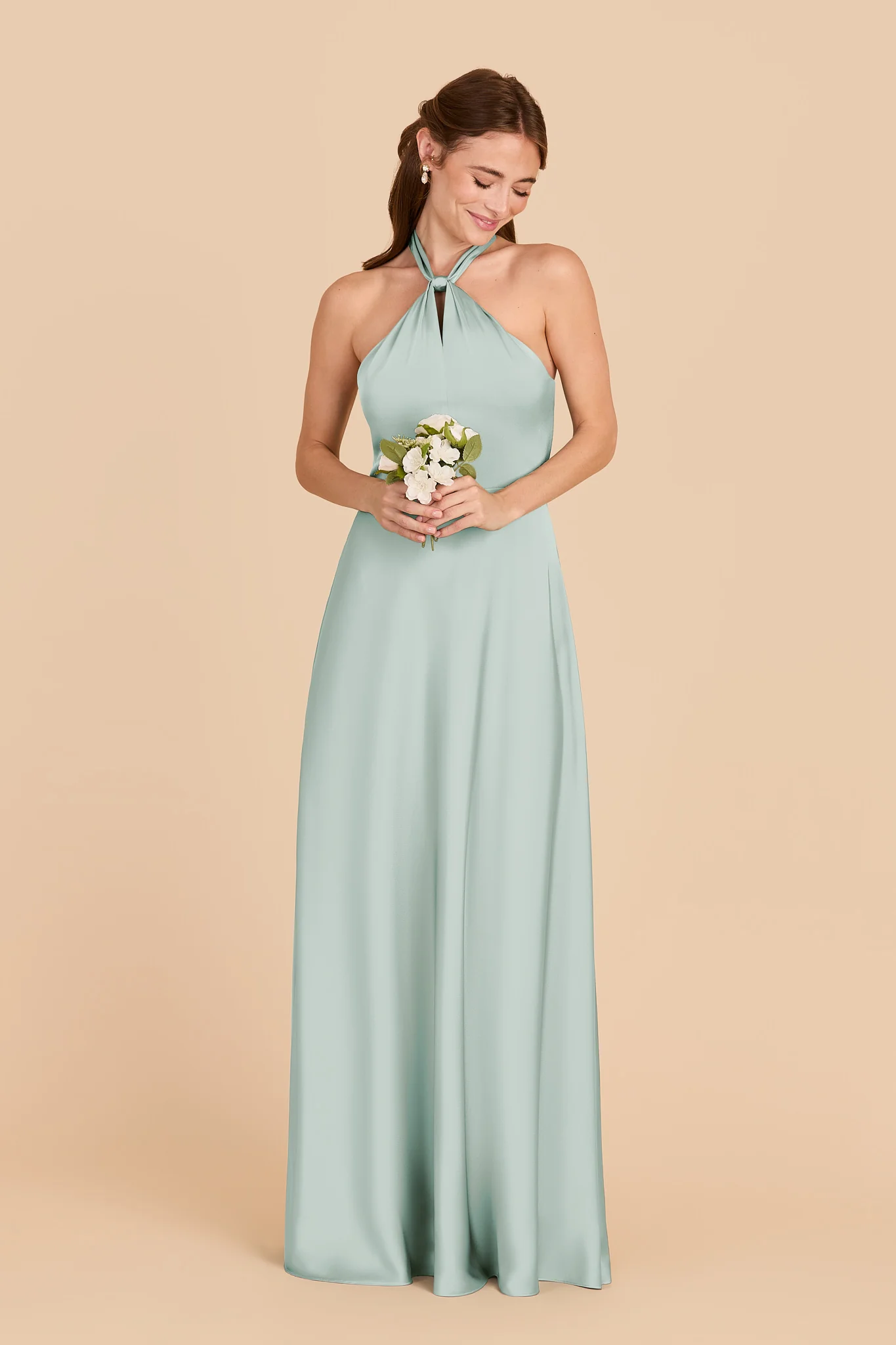 Monica Matte Satin Dress - Mint - Image 3