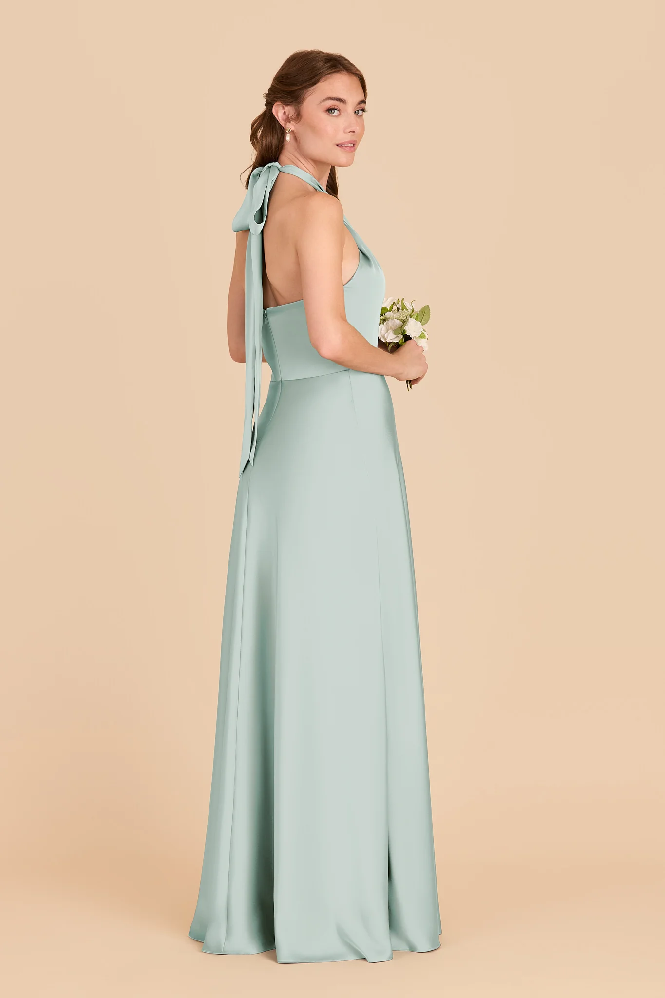 Monica Matte Satin Dress - Mint - Image 4