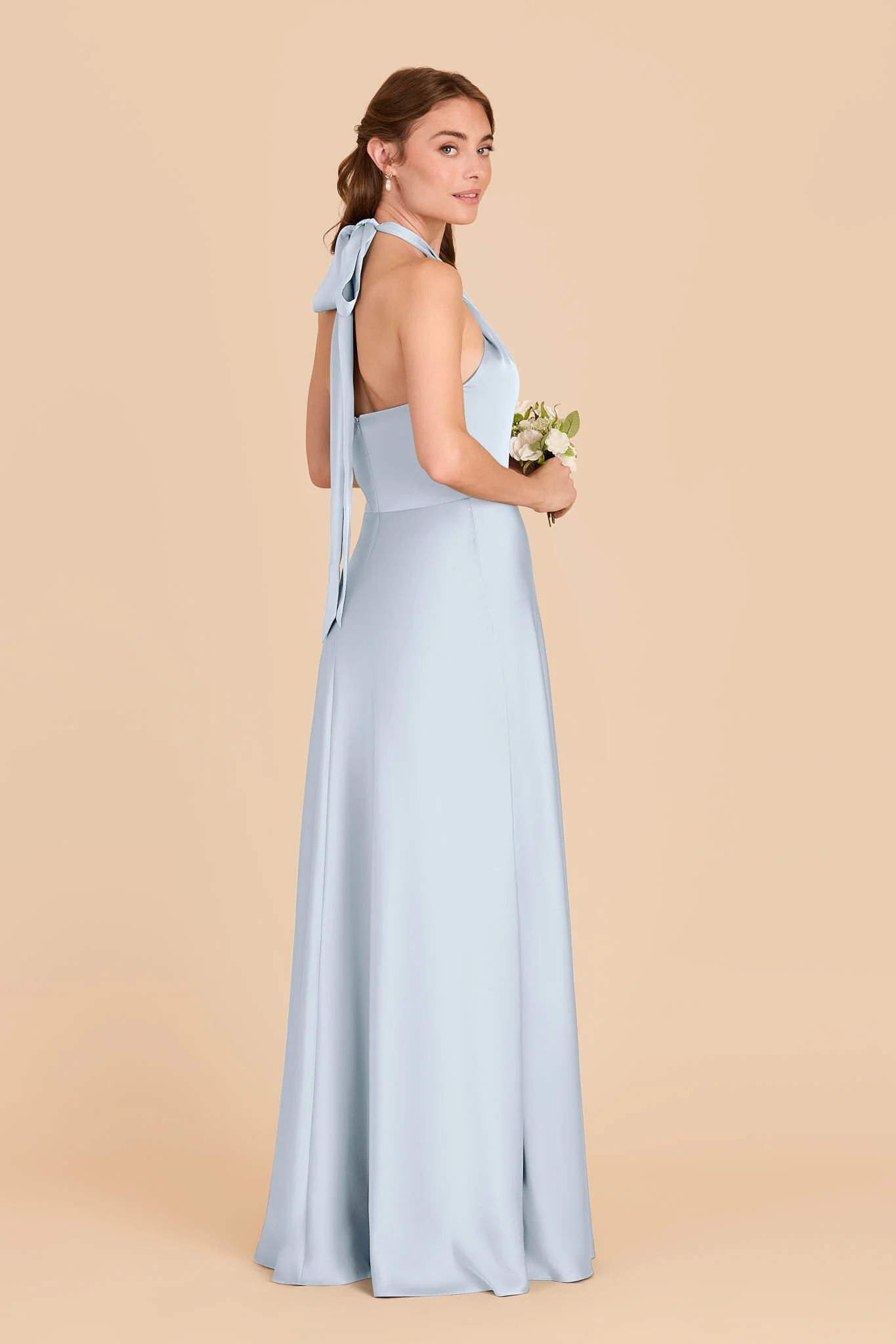 Monica Matte Satin Dress - Mist Blue - Image 4