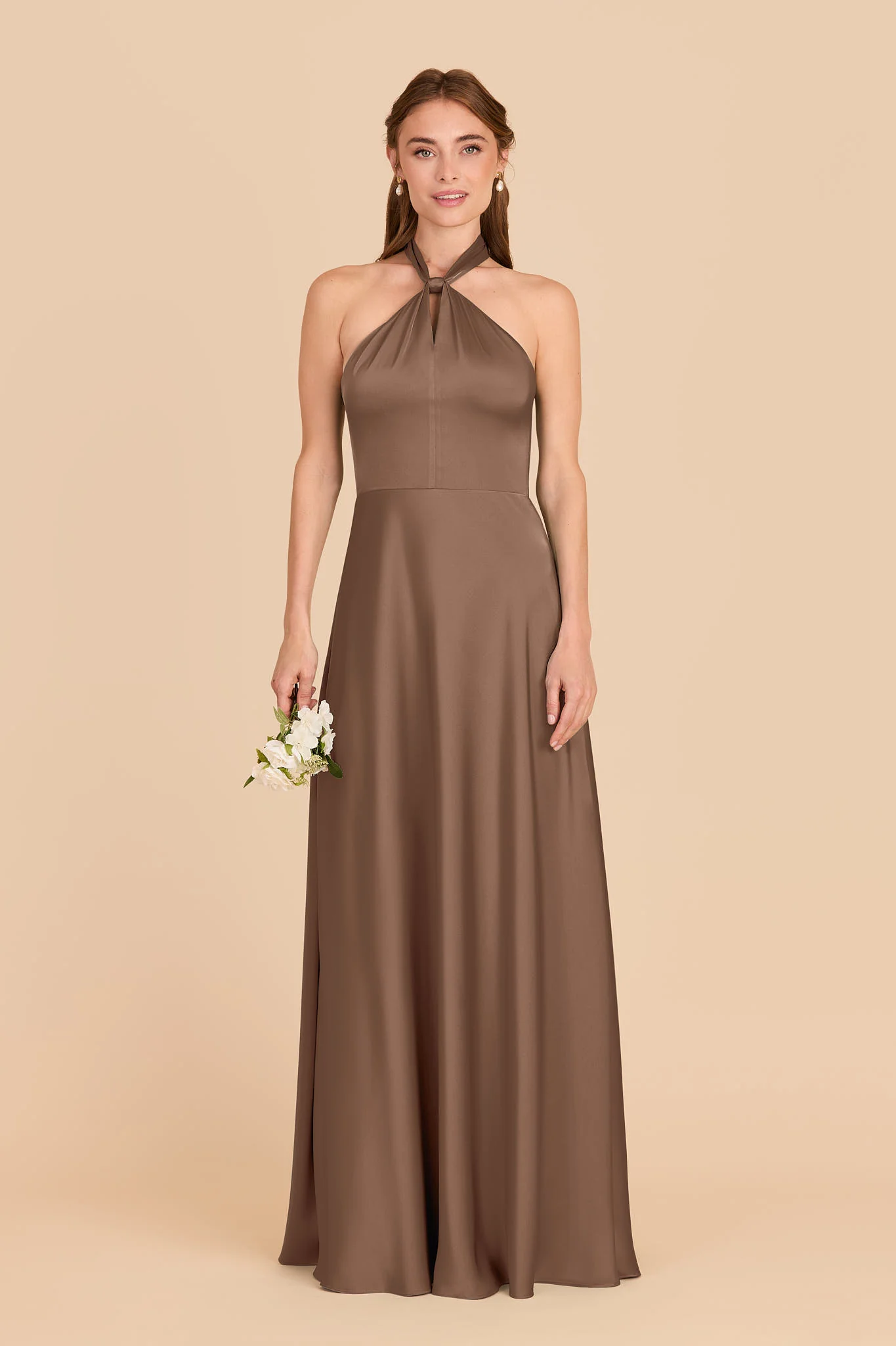 Monica Matte Satin Dress - Mocha