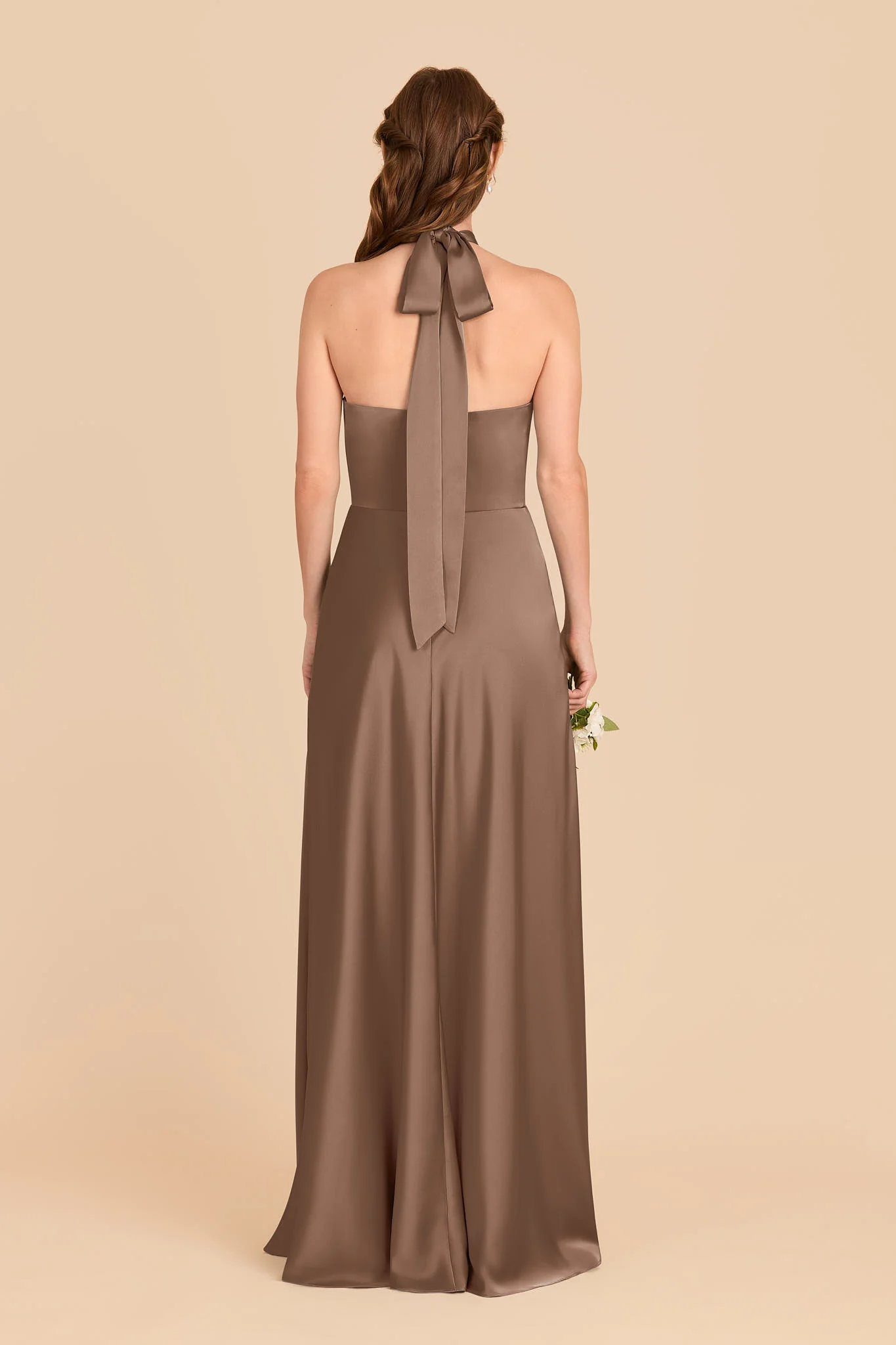 Monica Matte Satin Dress - Mocha - Image 5