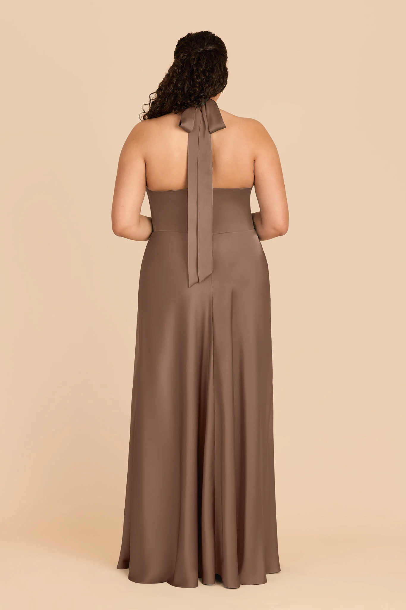 Monica Matte Satin Dress - Mocha - Image 8