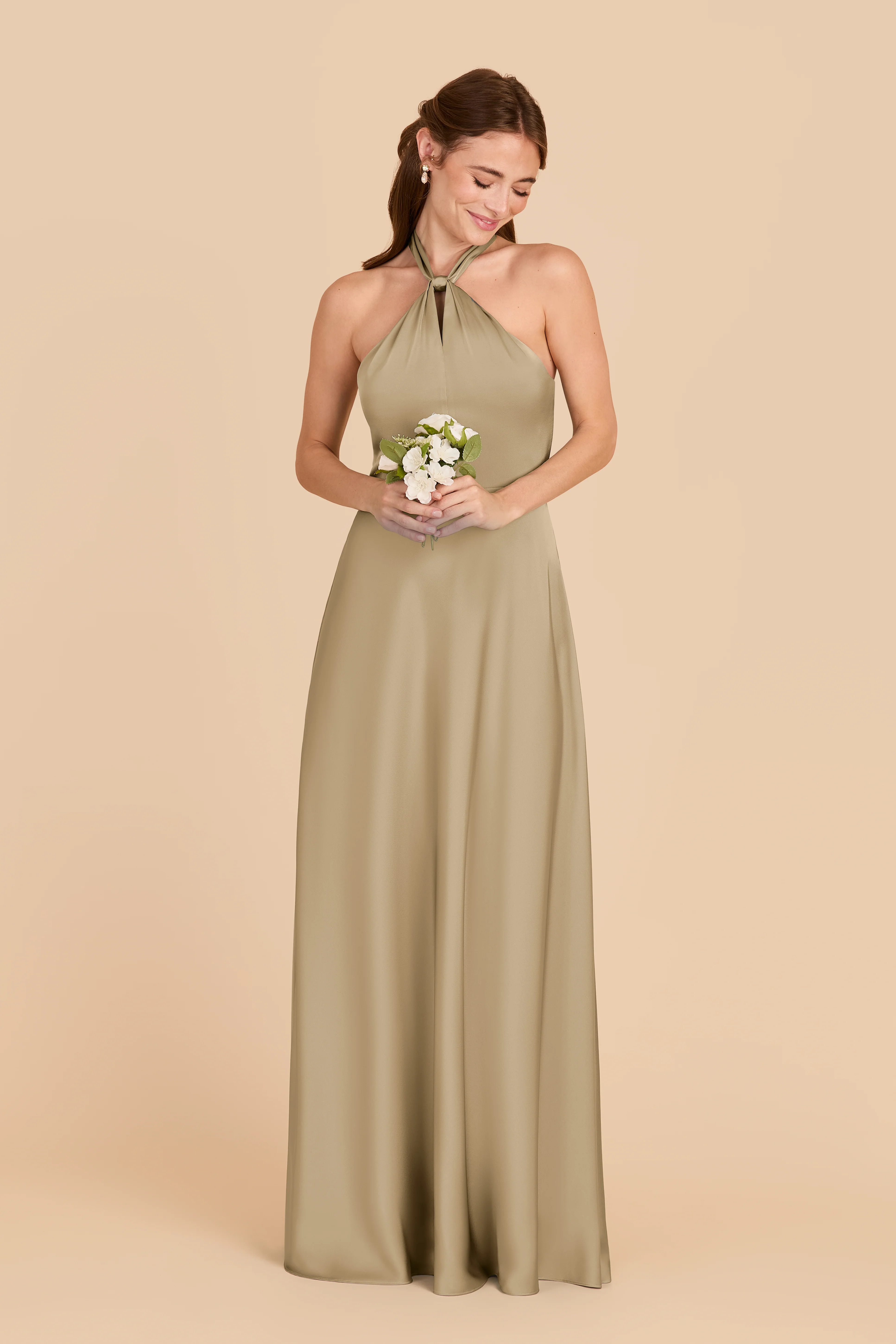 Monica Matte Satin Dress - Moss Green - Image 3