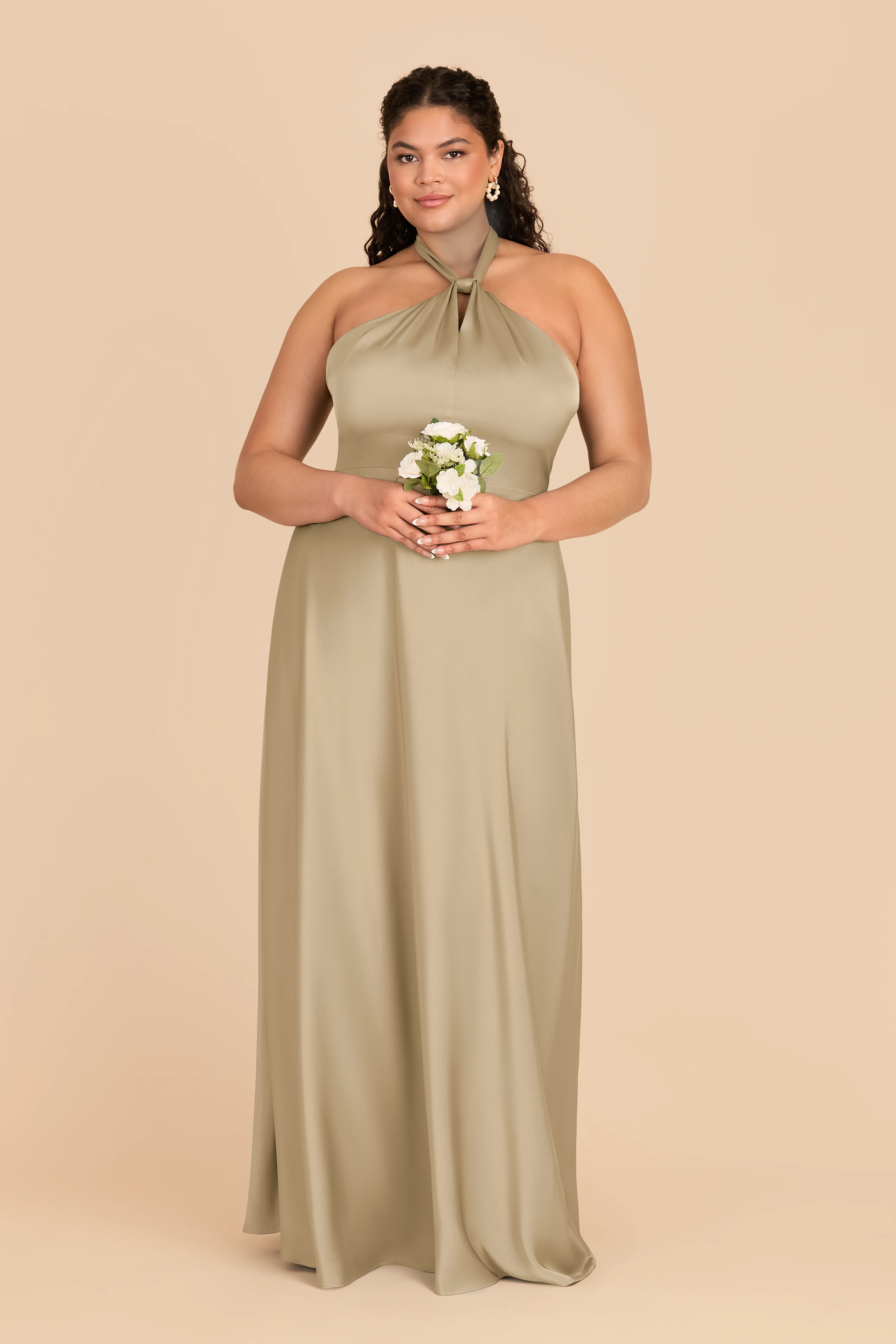 Monica Matte Satin Dress - Moss Green - Image 6
