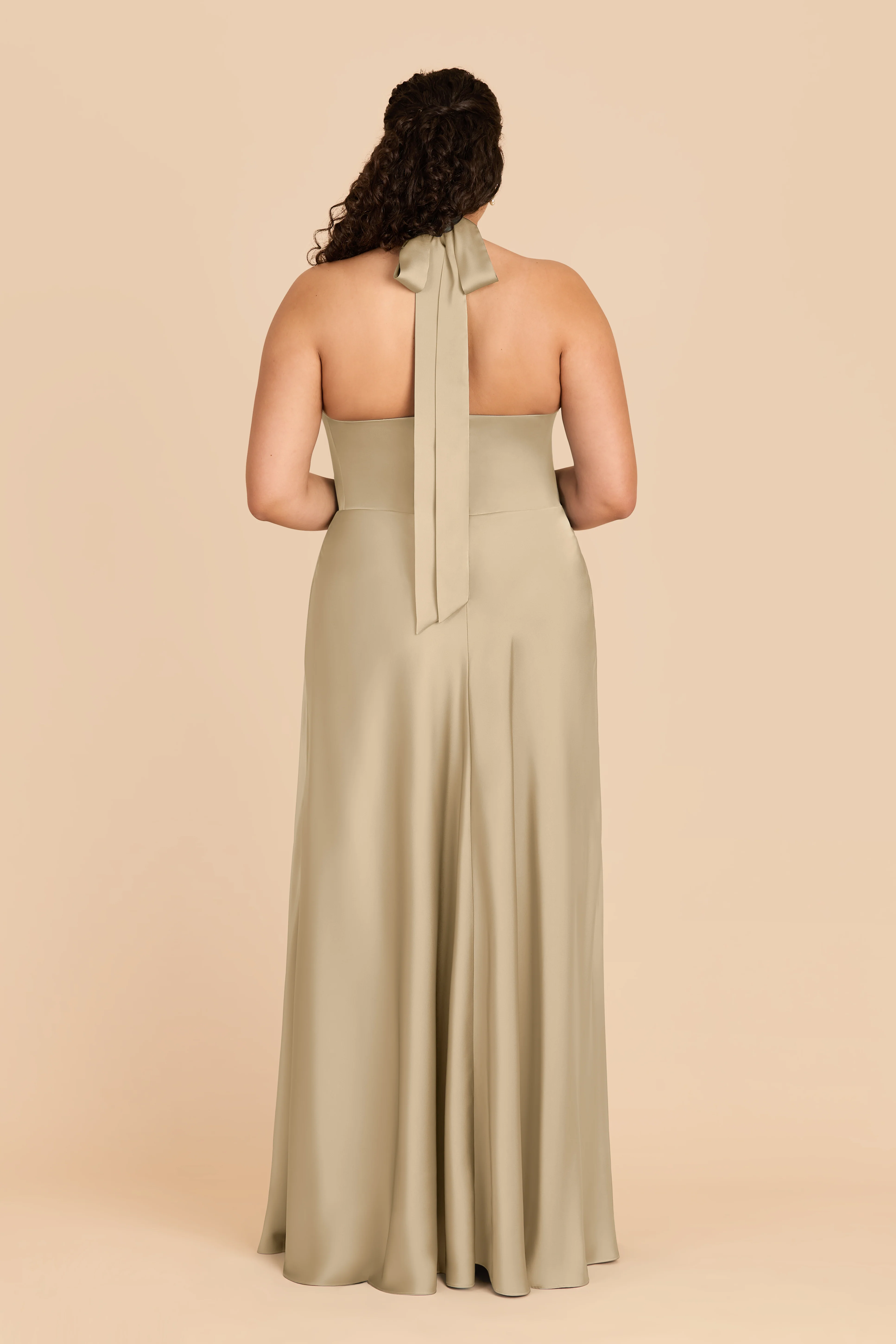 Monica Matte Satin Dress - Moss Green - Image 8