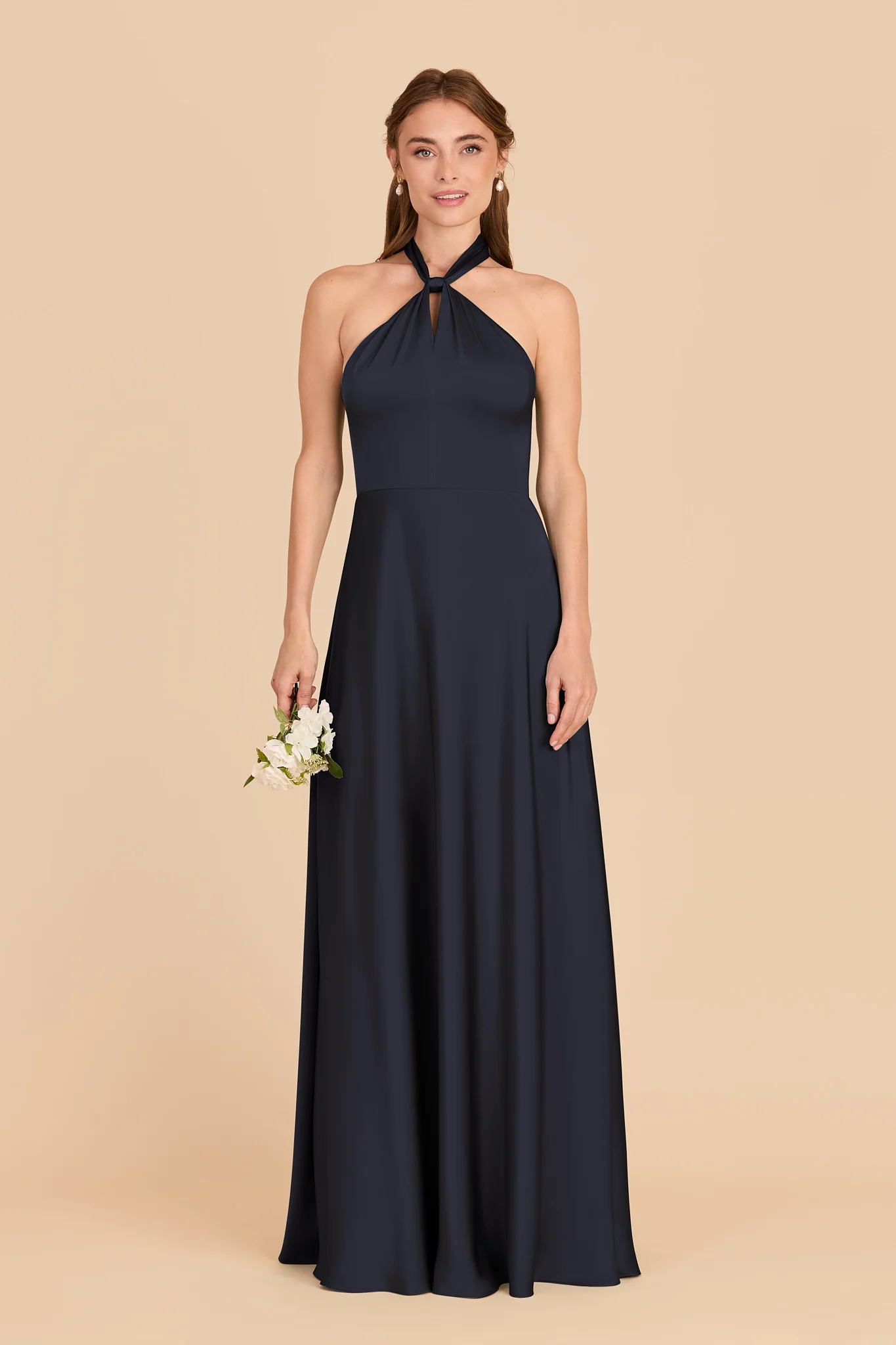Monica Matte Satin Dress - Navy - Image 2