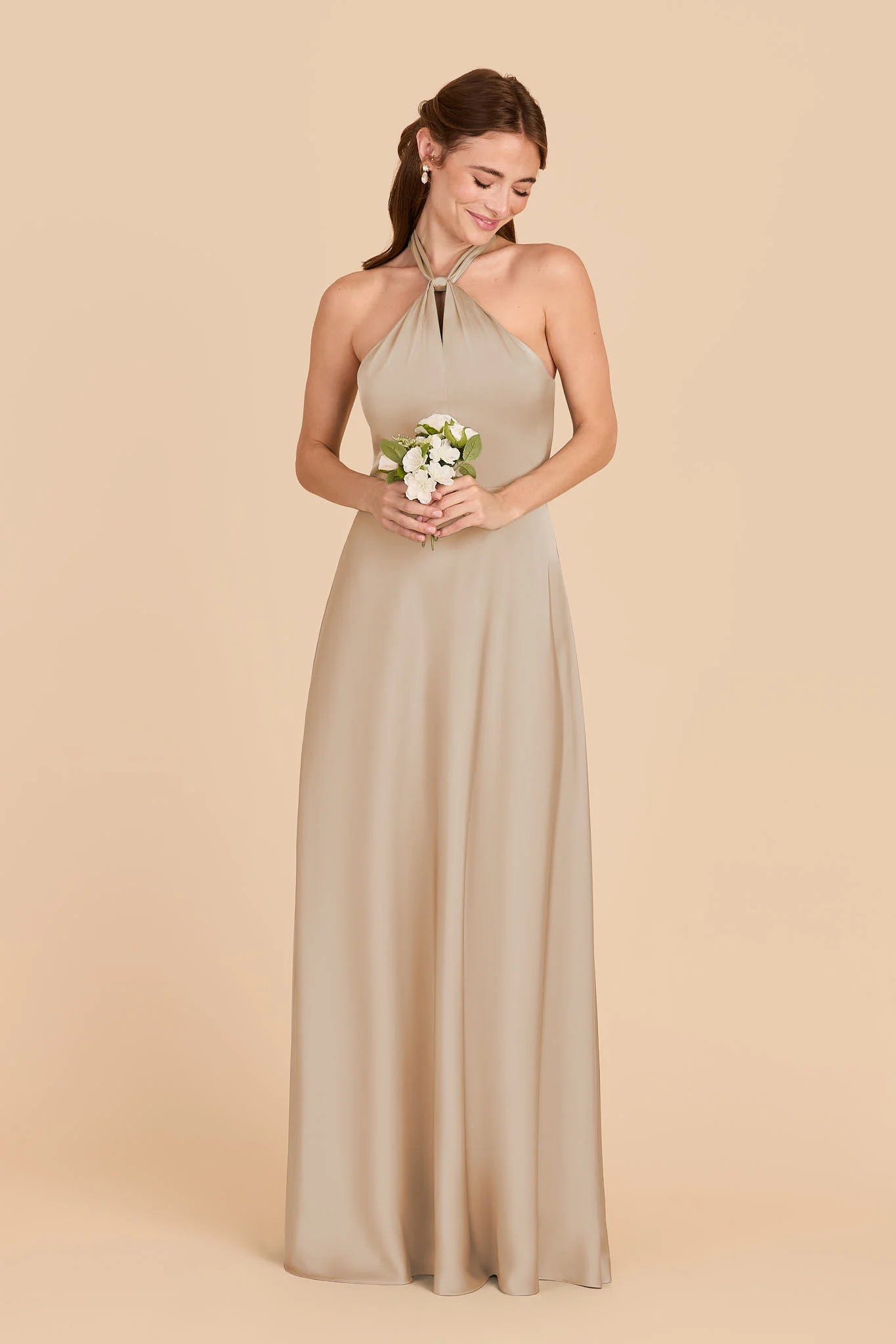 Monica Matte Satin Dress - Neutral Champagne - Image 3
