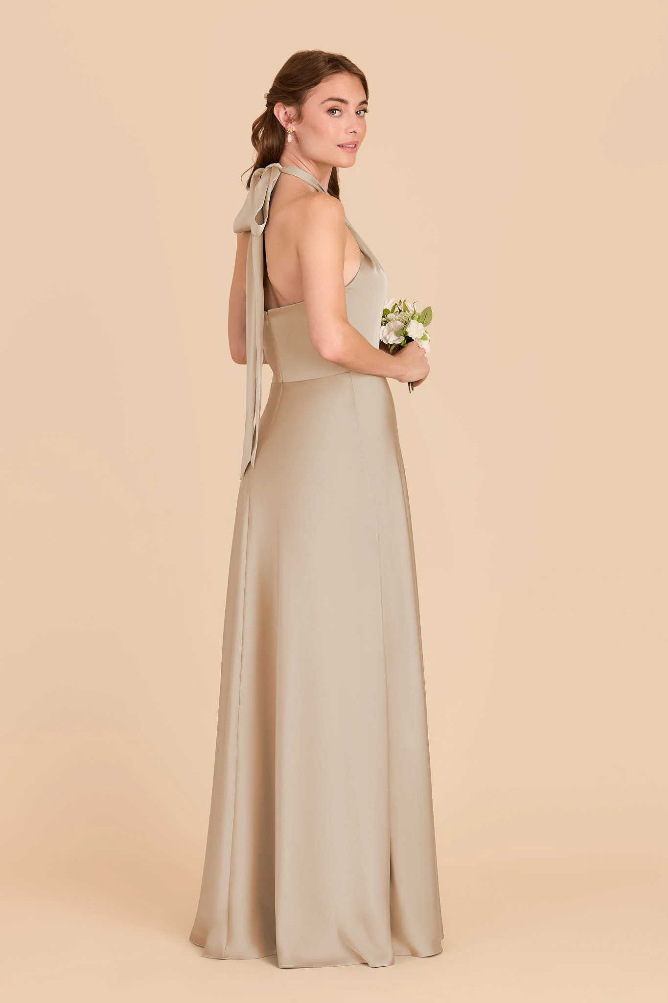 Monica Matte Satin Dress - Neutral Champagne - Image 4