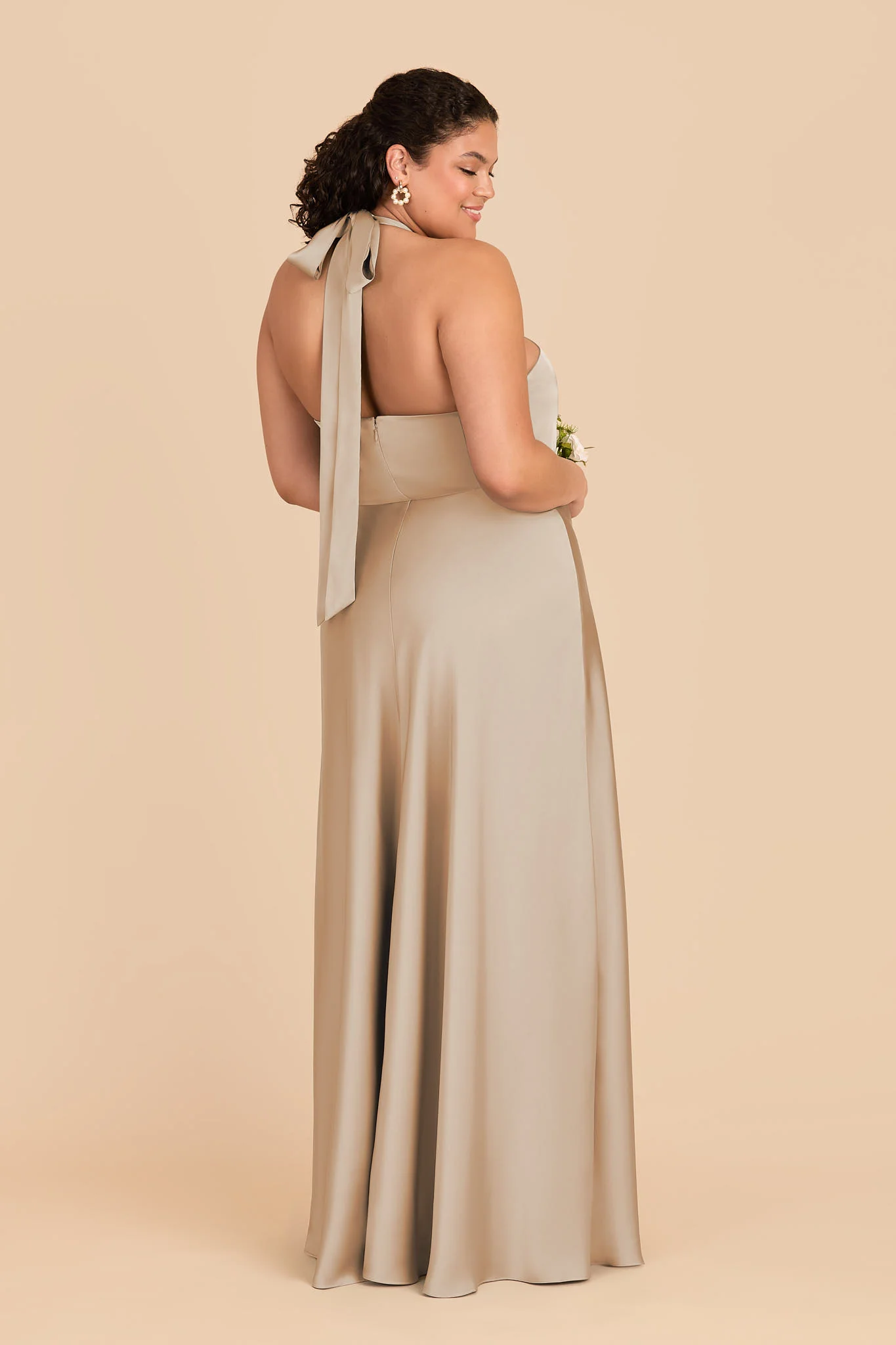 Monica Matte Satin Dress - Neutral Champagne - Image 7