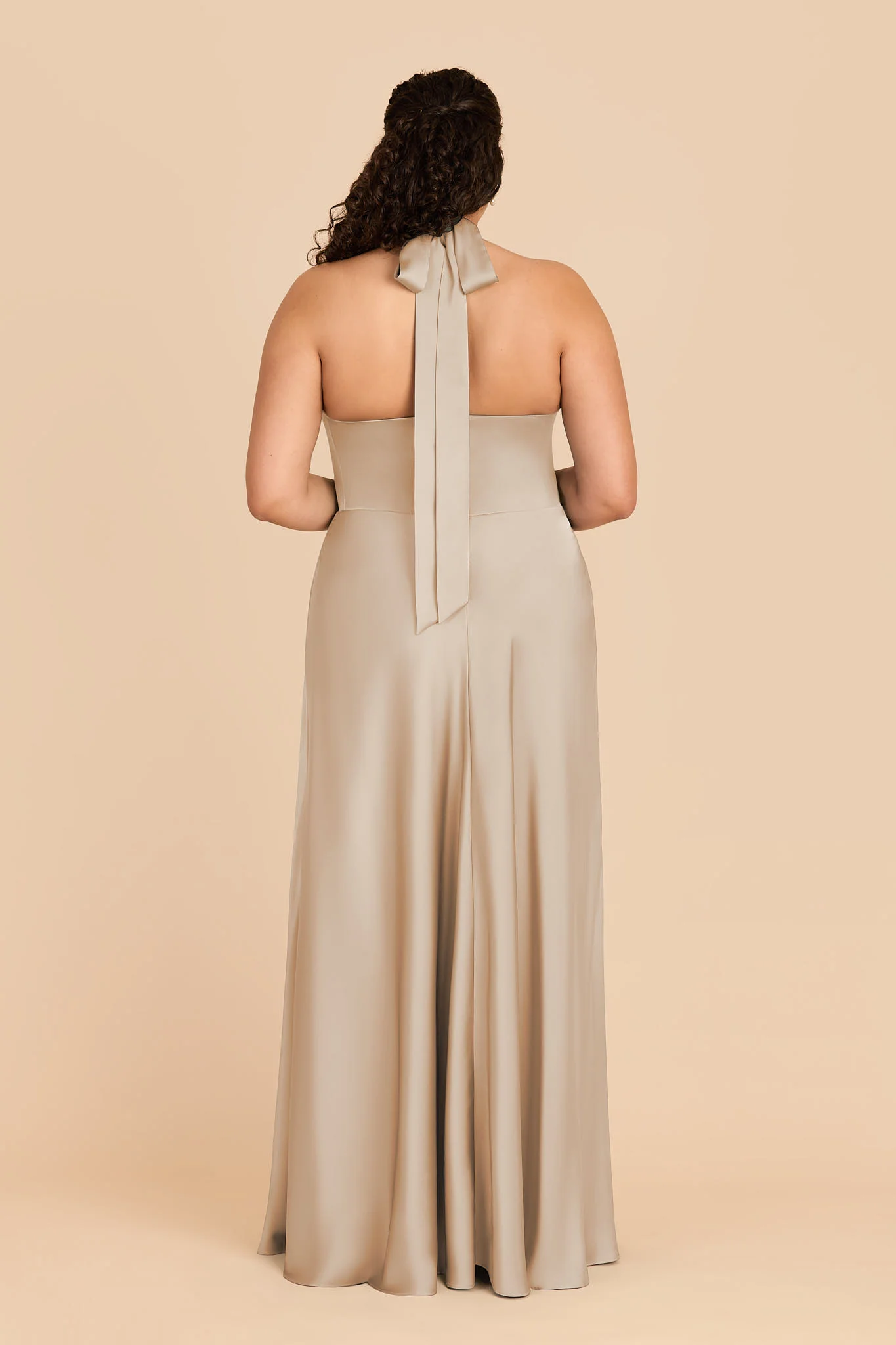 Monica Matte Satin Dress - Neutral Champagne - Image 8