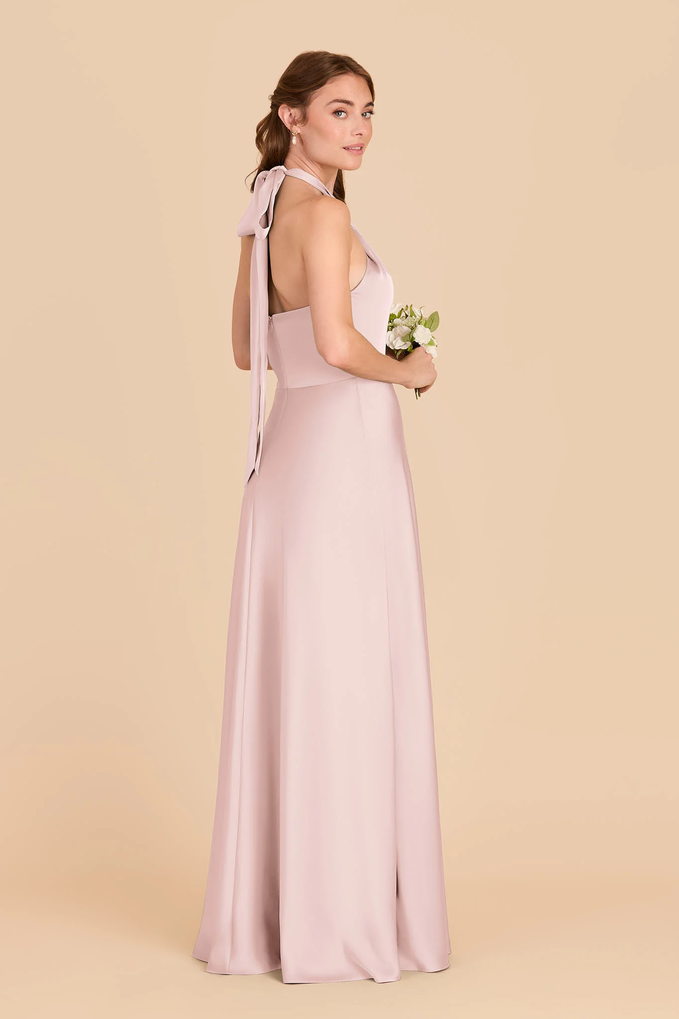 Monica Matte Satin Dress - Pale Blush - Image 4