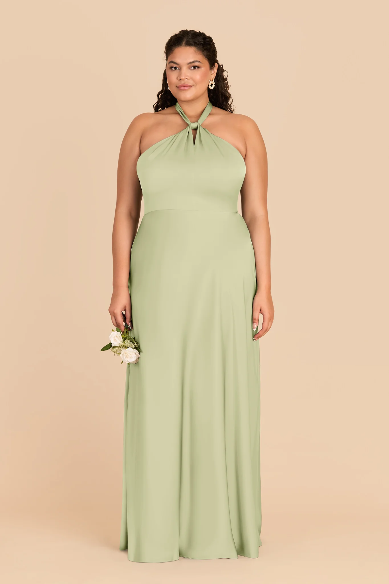 Monica Matte Satin Dress - Pale Pistachio - Image 2