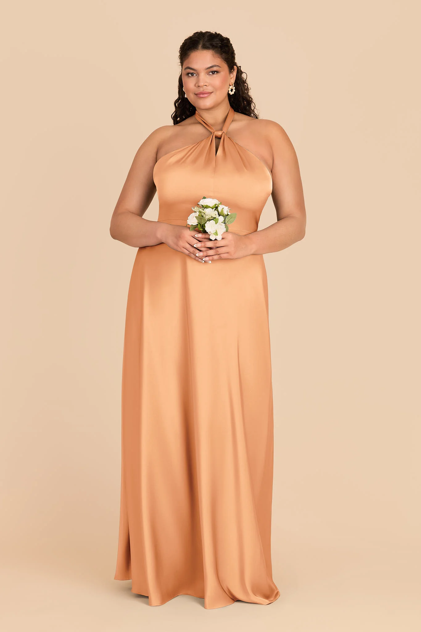 Monica Matte Satin Dress - Peach - Image 6