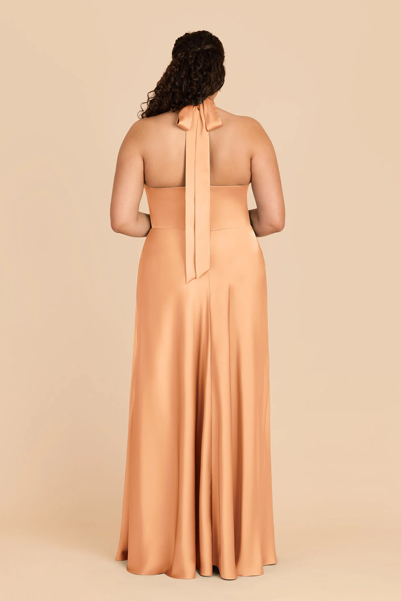 Monica Matte Satin Dress - Peach - Image 8