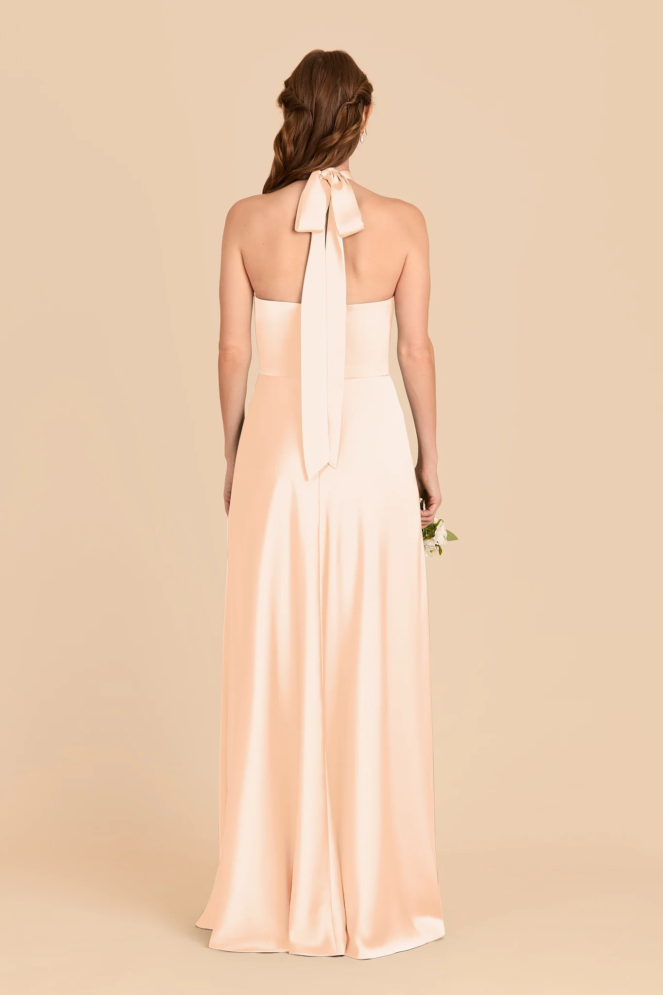 Monica Matte Satin Dress - Peach Cream - Image 5