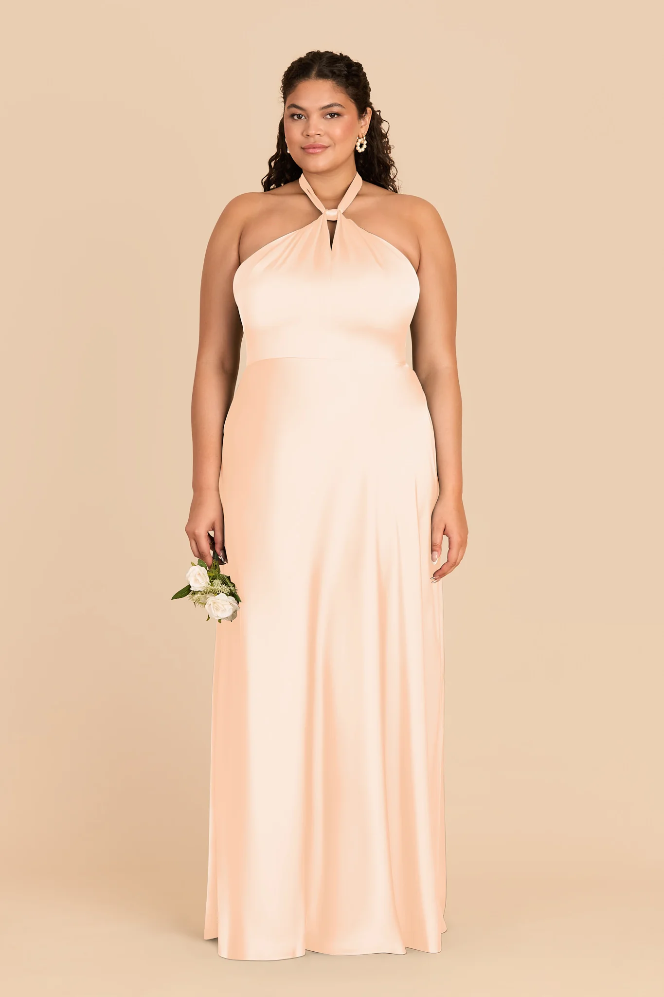 Monica Matte Satin Dress - Peach Cream - Image 6