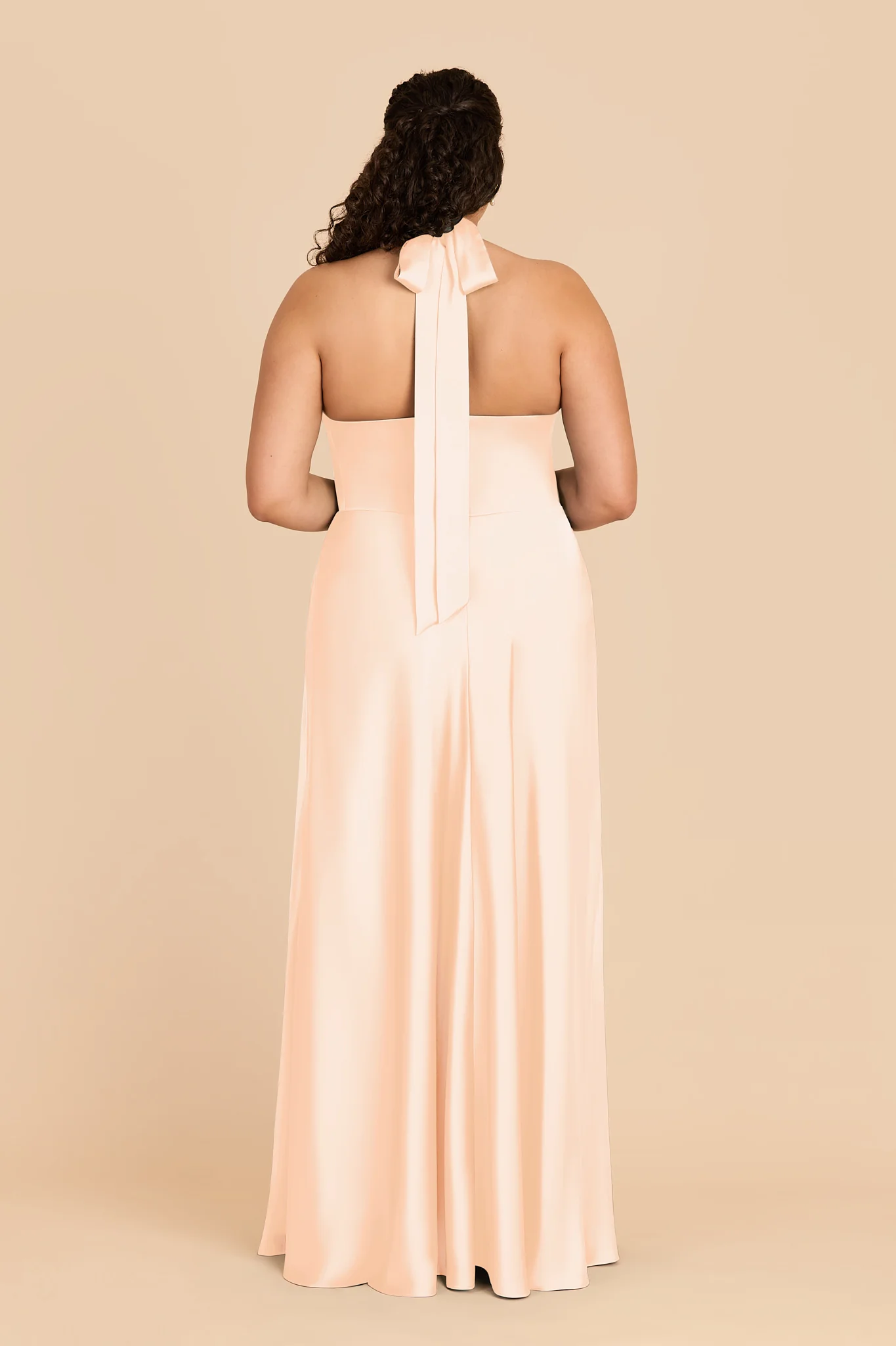Monica Matte Satin Dress - Peach Cream - Image 8